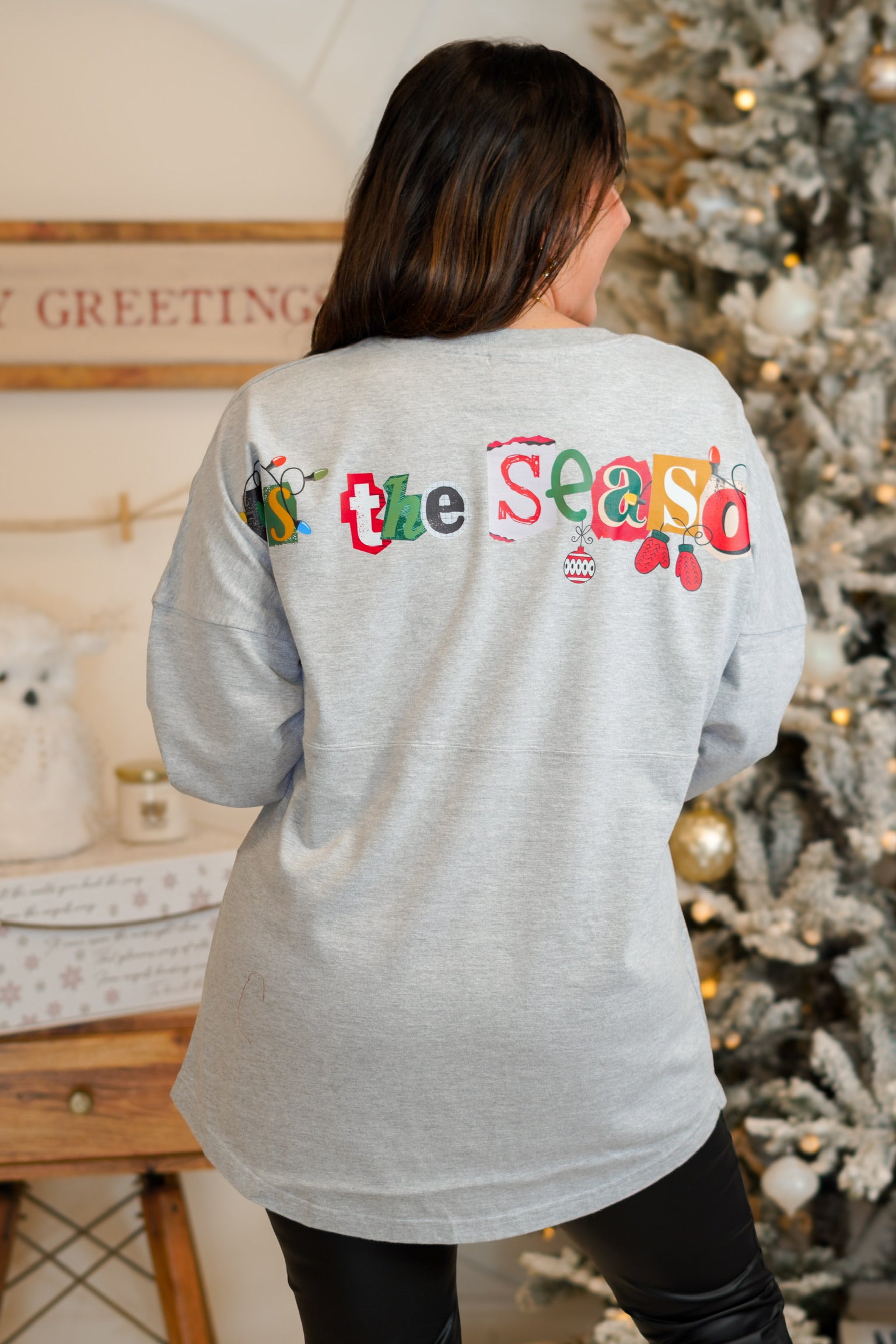 Tis the Season Spirit Shirt-130 Graphic Tees-SUGAR STITCH-Heathered Boho Boutique, Women's Fashion and Accessories in Palmetto, FL
