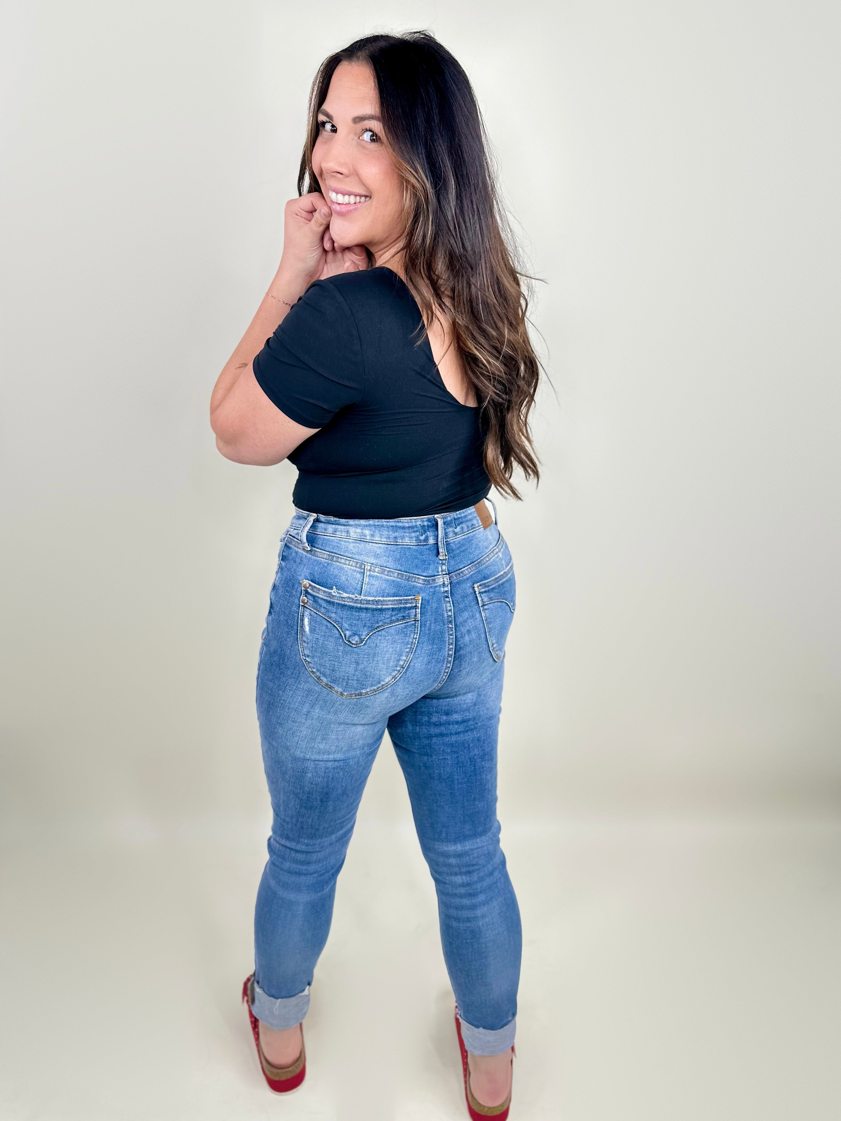 RESTOCK: Shielded Tummy Control Skinny Jeans by Judy Blue-190 Jeans-Judy Blue-Heathered Boho Boutique, Women's Fashion and Accessories in Palmetto, FL