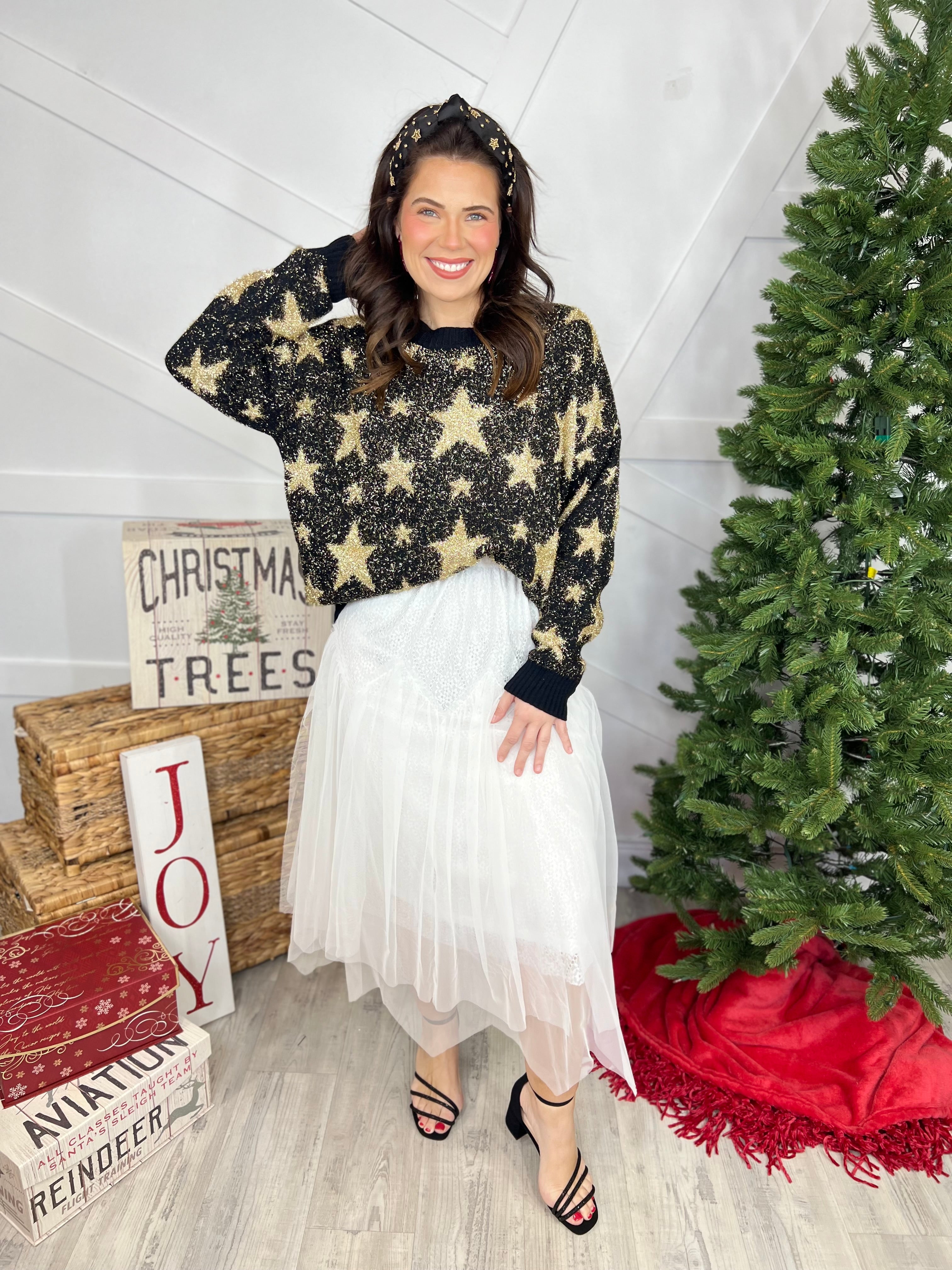 Time to Shine Star Sweater-125 Sweater-Jess Lea-Heathered Boho Boutique, Women's Fashion and Accessories in Palmetto, FL