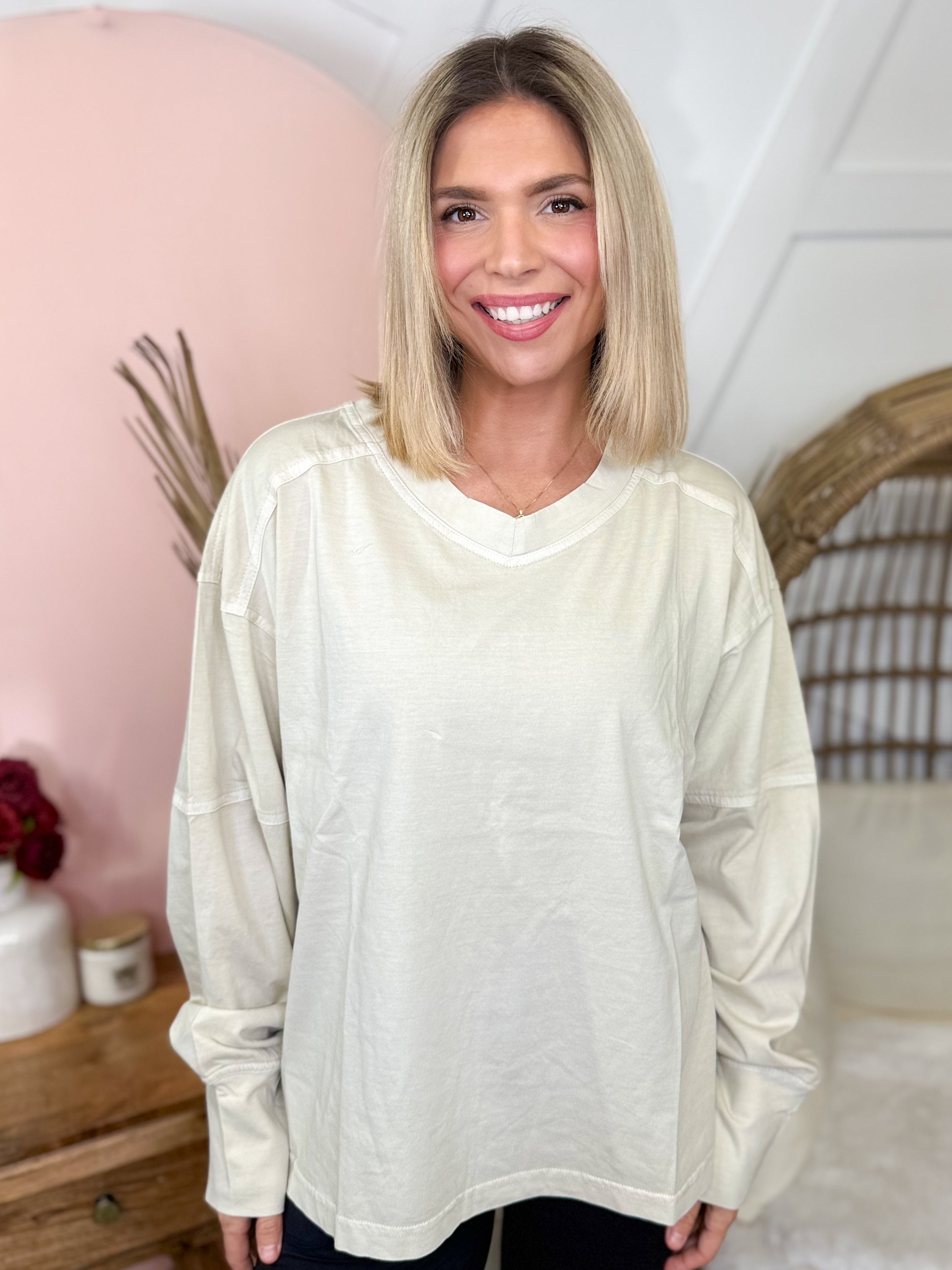 Restock: Ballpark Long Sleeve Top-120 Long Sleeve Tops-RAE MODE-Heathered Boho Boutique, Women's Fashion and Accessories in Palmetto, FL
