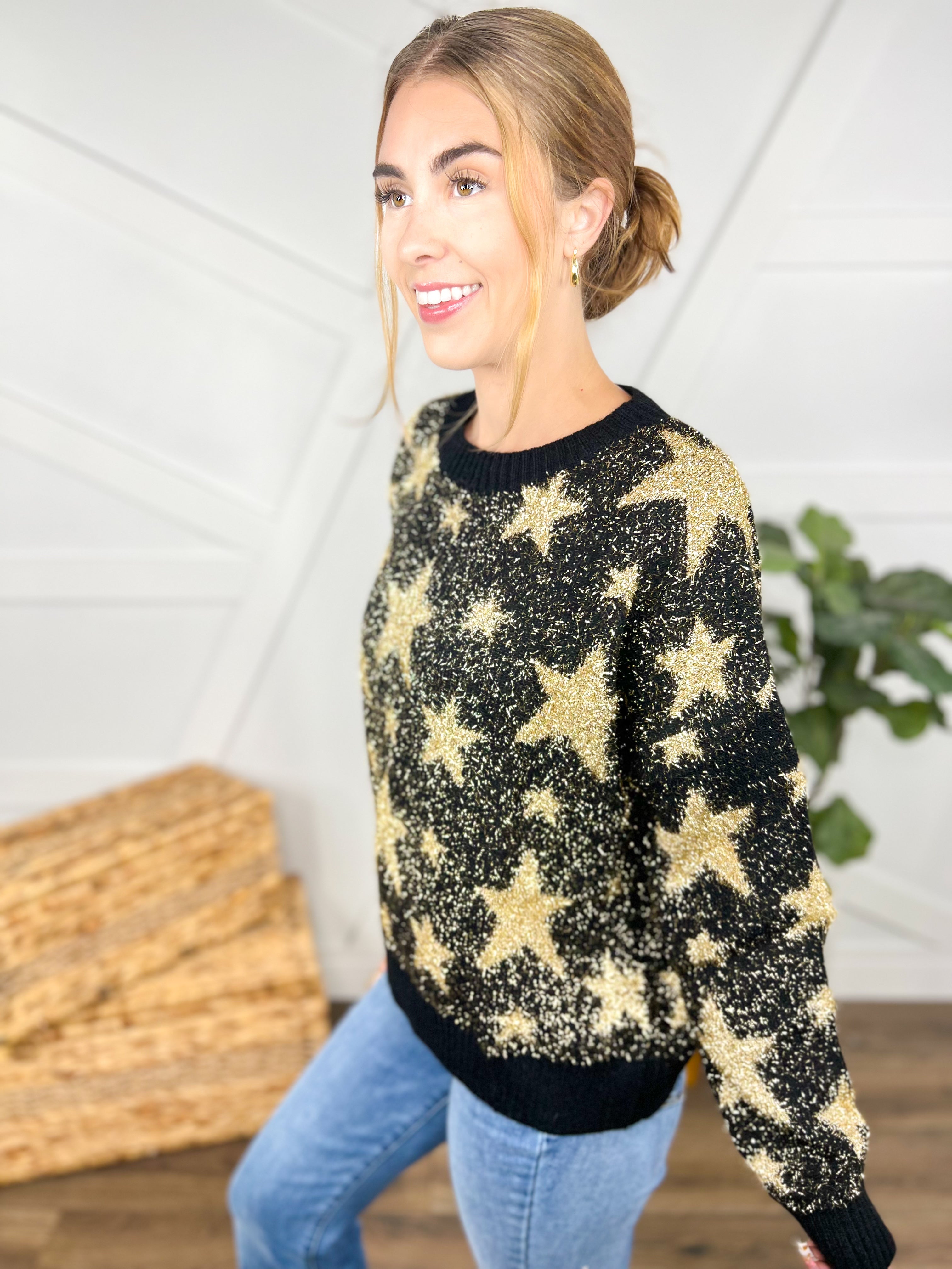 Time to Shine Star Sweater-125 Sweater-Jess Lea-Heathered Boho Boutique, Women's Fashion and Accessories in Palmetto, FL