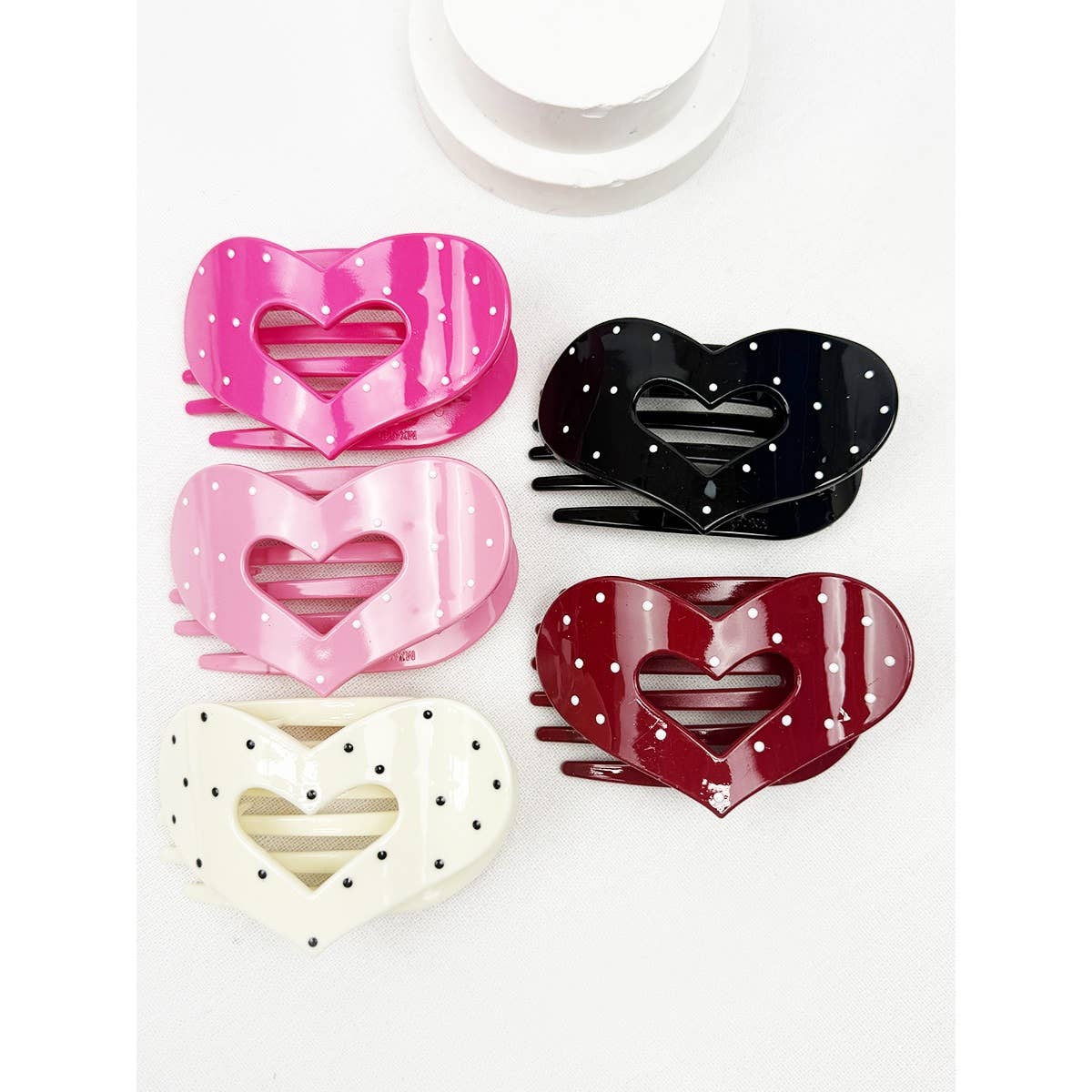 Lovely Polka Dot Heart Cut out Flat Hair Clip-340 Other Accessories-Love and Repeat-Heathered Boho Boutique, Women's Fashion and Accessories in Palmetto, FL
