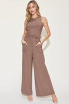 Basic Bae Full Size Ribbed Tank and Wide Leg Pants Set-Sets-Trendsi-Heathered Boho Boutique, Women's Fashion and Accessories in Palmetto, FL