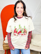 Christmas Gnomes Graphic Tee - Ivory-130 Graphic Tees-Heathered Boho-Heathered Boho Boutique, Women's Fashion and Accessories in Palmetto, FL