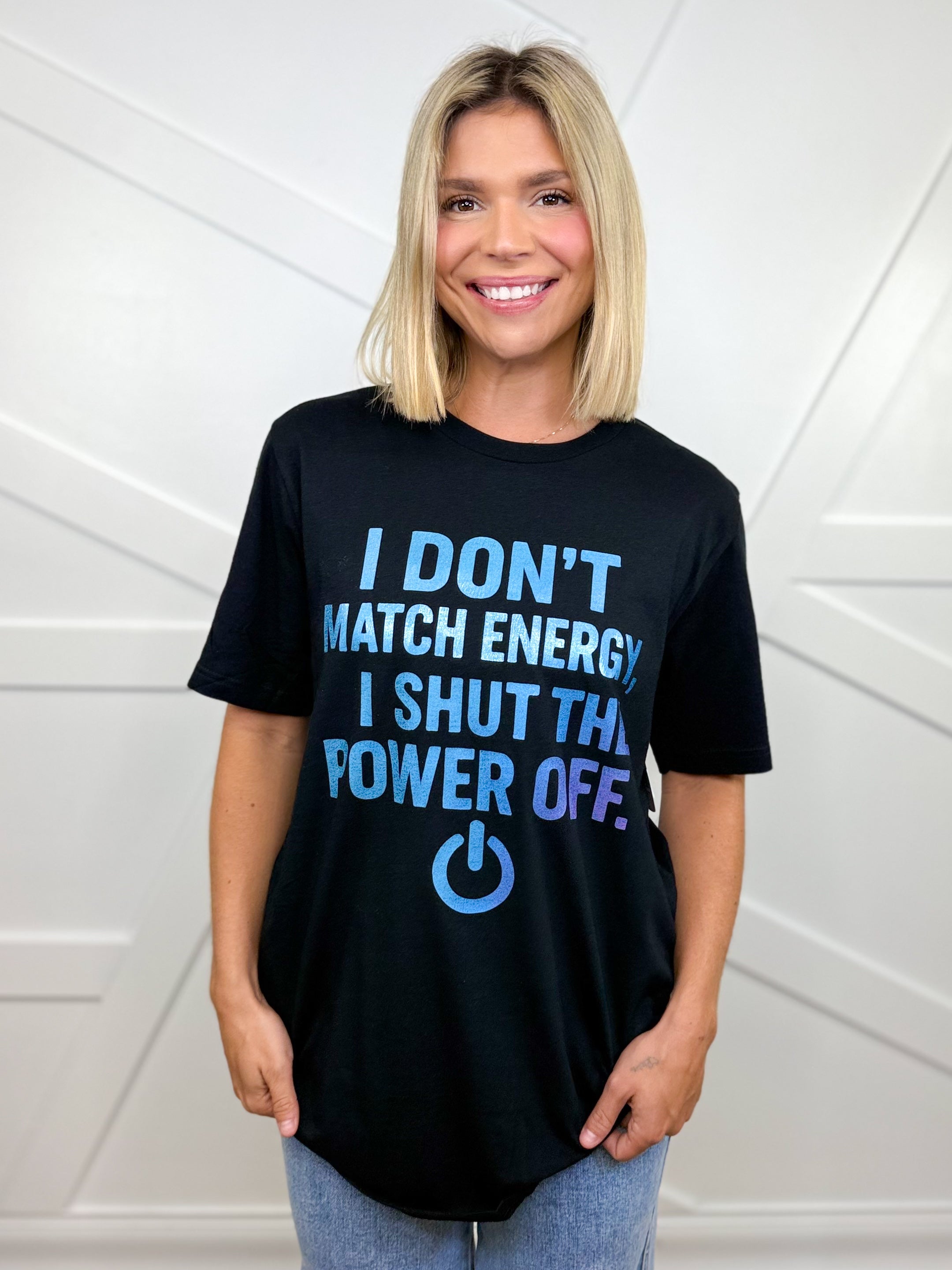 Foil-I Don't Match Energy Graphic Tee - Black-130 Graphic Tees-Heathered Boho-Heathered Boho Boutique, Women's Fashion and Accessories in Palmetto, FL