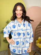 Seaside Sketch Button Down-120 LONG SLEEVE TOPS-ODDI-Heathered Boho Boutique, Women's Fashion and Accessories in Palmetto, FL