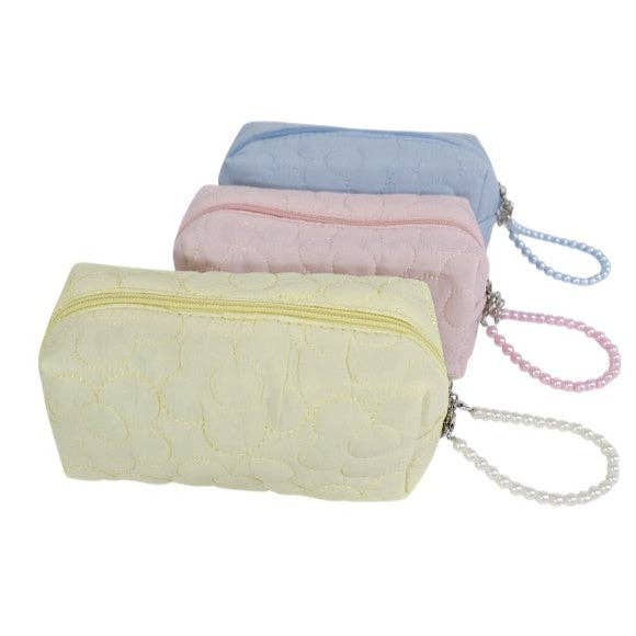 Solid Color Quilted Fabric Makeup Pouch-340 Other Accessories-TAPA fashion-Heathered Boho Boutique, Women's Fashion and Accessories in Palmetto, FL