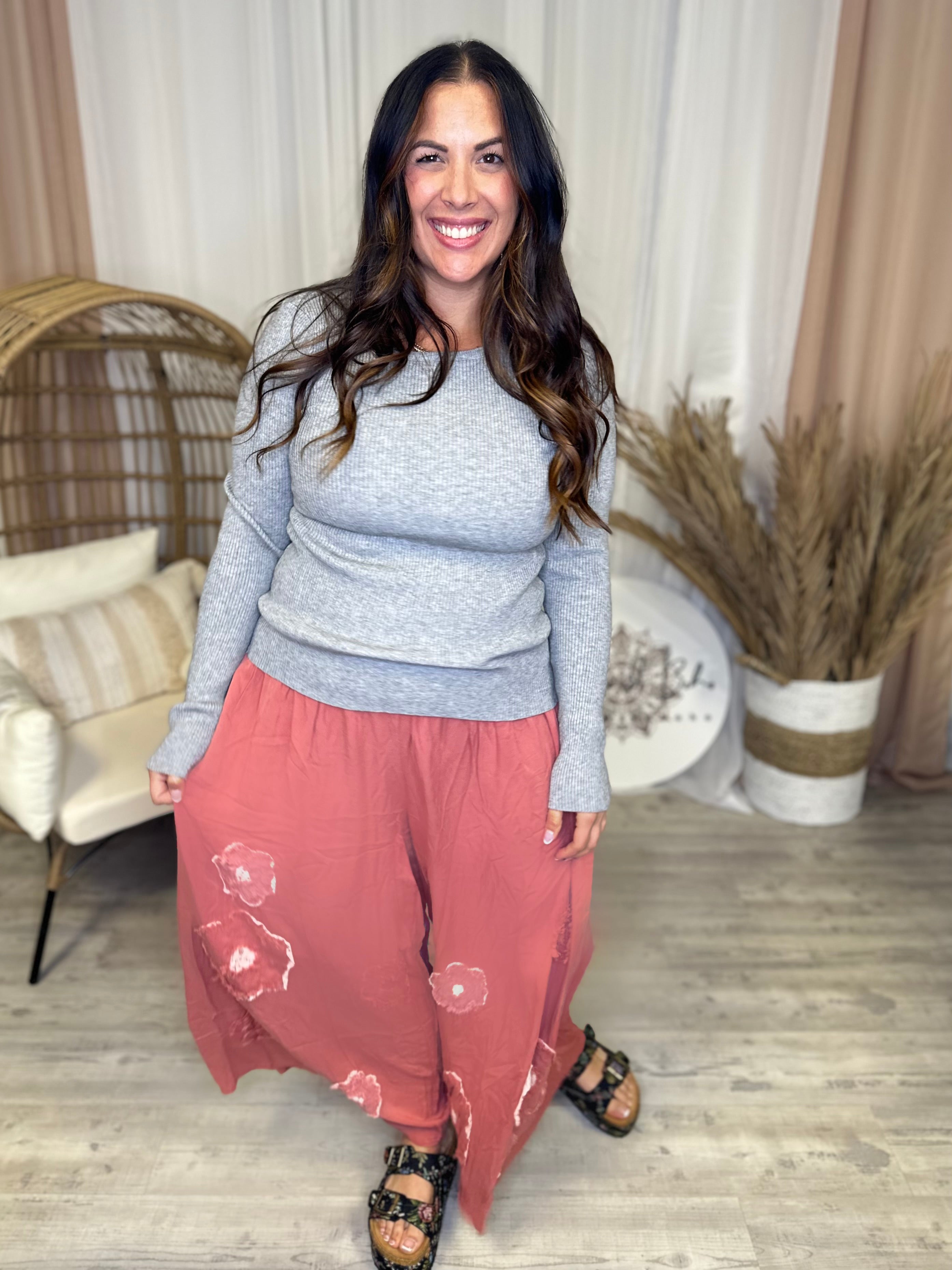 Go Getter Floral Wide Leg Pants-150 PANTS-Davi & Dani-Heathered Boho Boutique, Women's Fashion and Accessories in Palmetto, FL