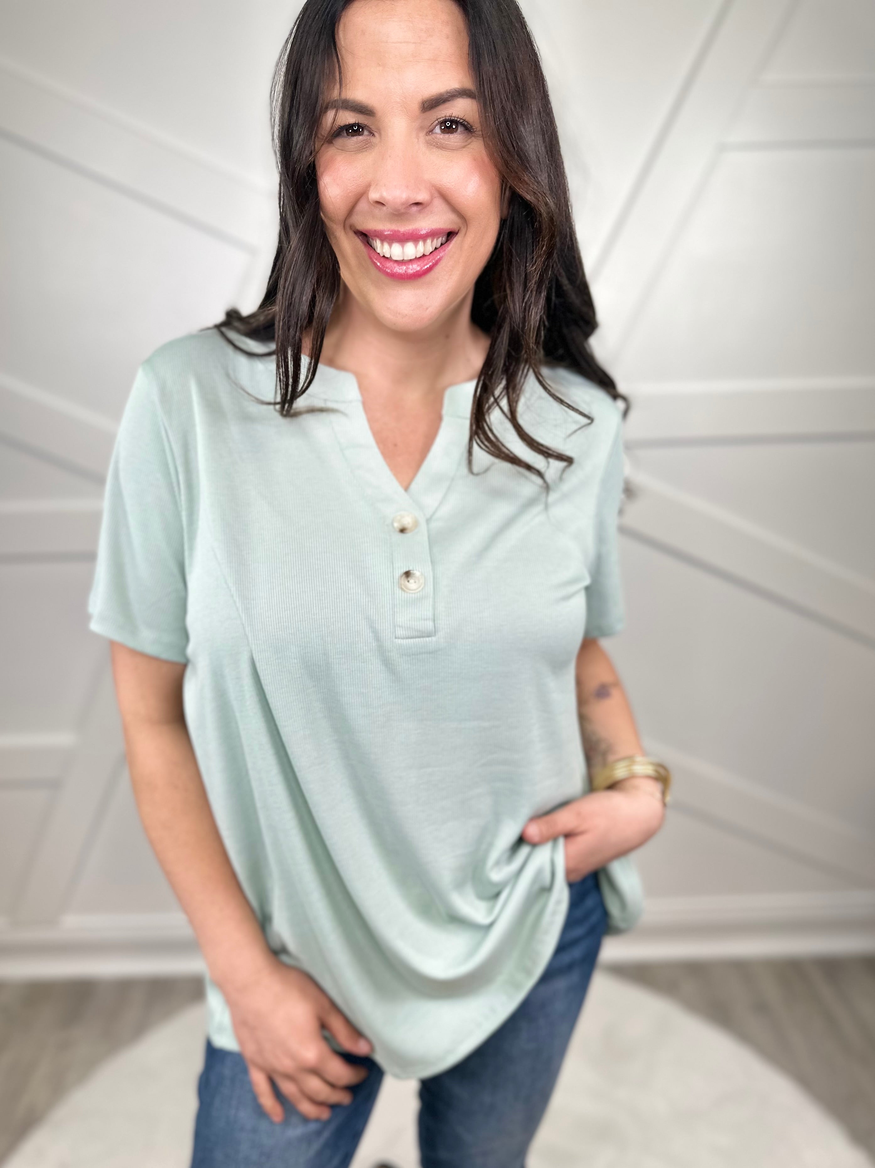 Here and Back Top-110 Short Sleeve Top-Andree by Unit-Heathered Boho Boutique, Women's Fashion and Accessories in Palmetto, FL