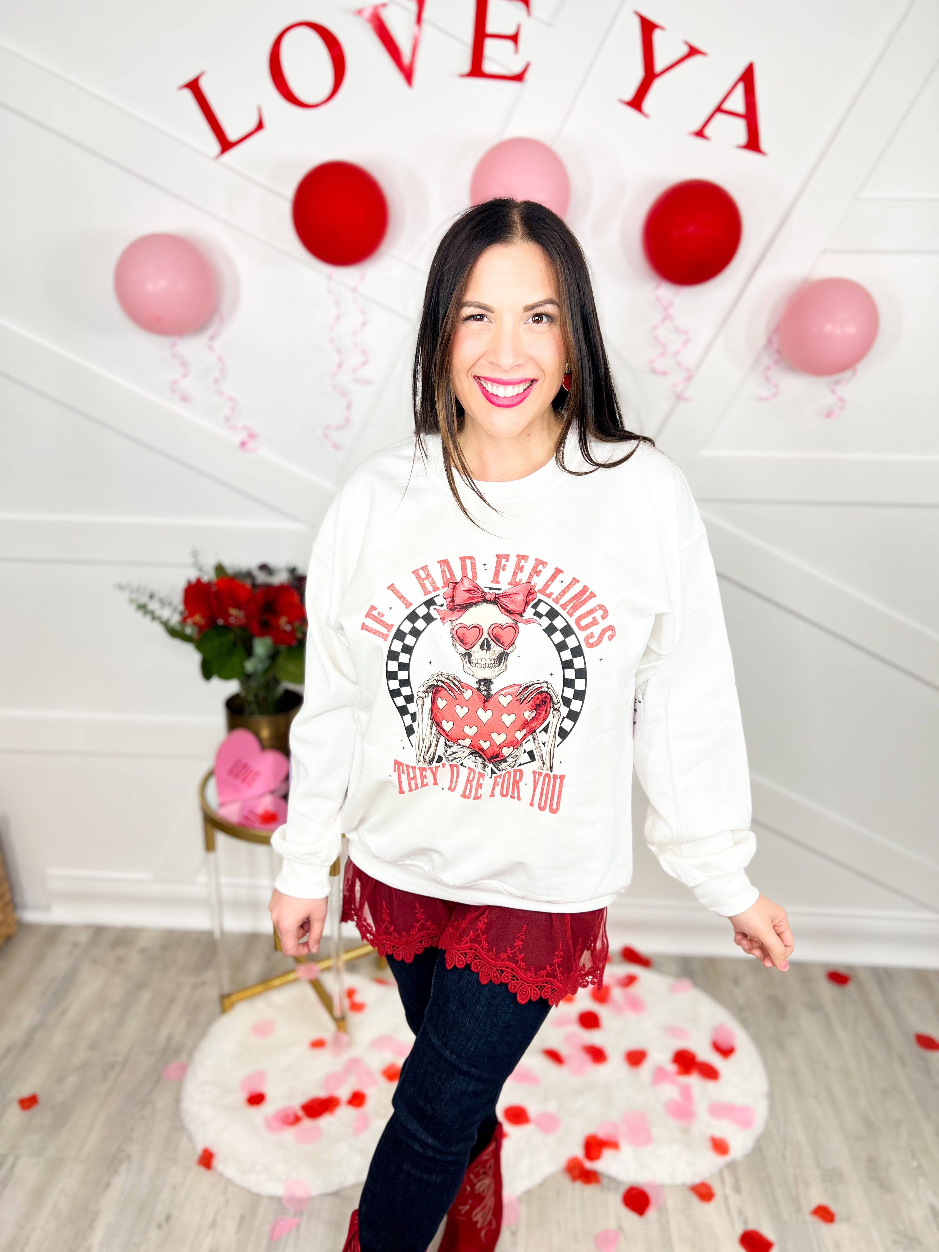 If I Had Feelings Graphic Sweatshirt-125 Sweater-Heathered Boho-Heathered Boho Boutique, Women's Fashion and Accessories in Palmetto, FL