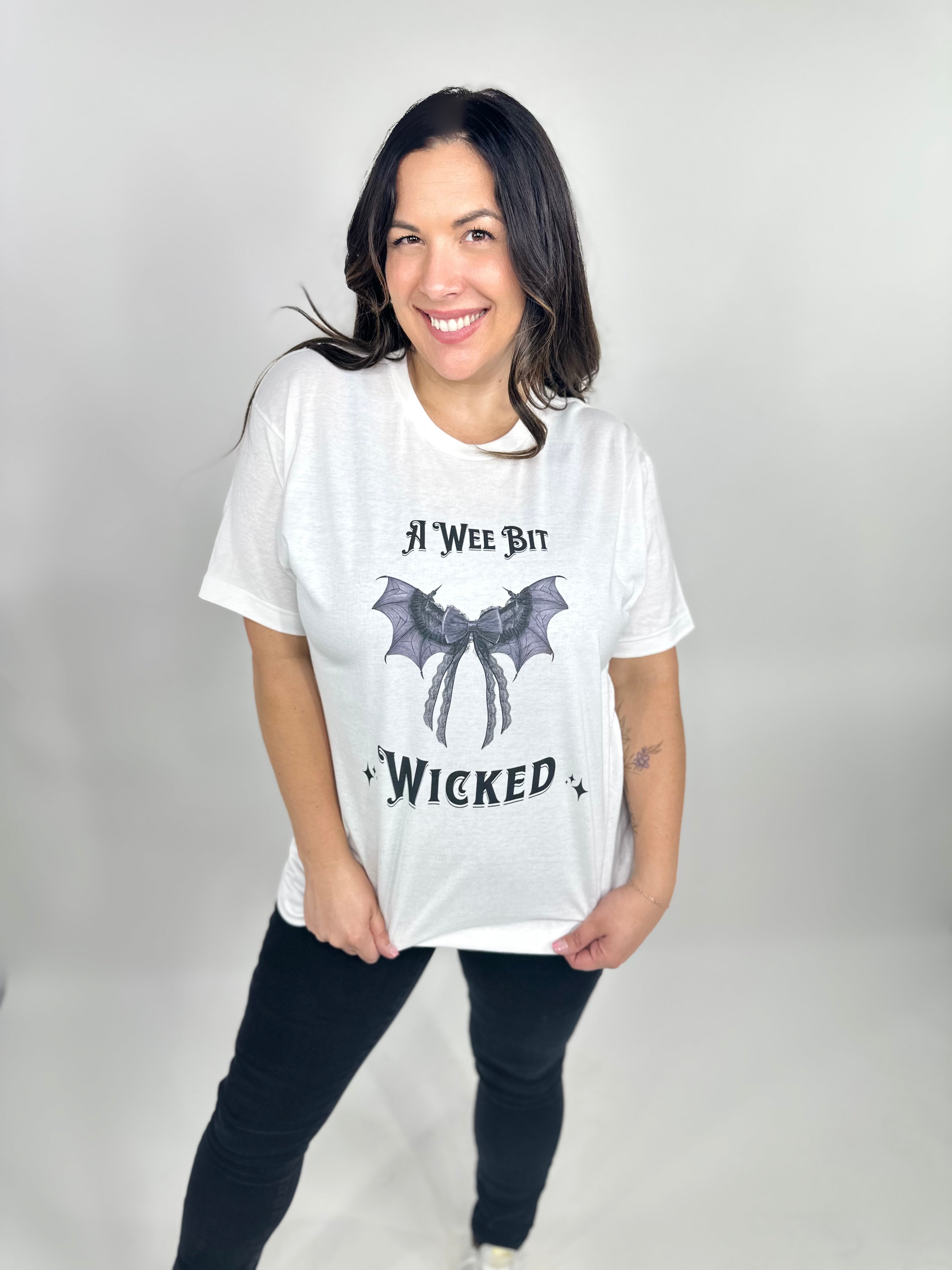 A Wee Bit Wicked Graphic Tee-130 Graphic Tees-Heathered Boho-Heathered Boho Boutique, Women's Fashion and Accessories in Palmetto, FL