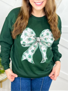 Shamrock Bow Graphic Sweatshirt-130 Graphic Tees-Heathered Boho-Heathered Boho Boutique, Women's Fashion and Accessories in Palmetto, FL