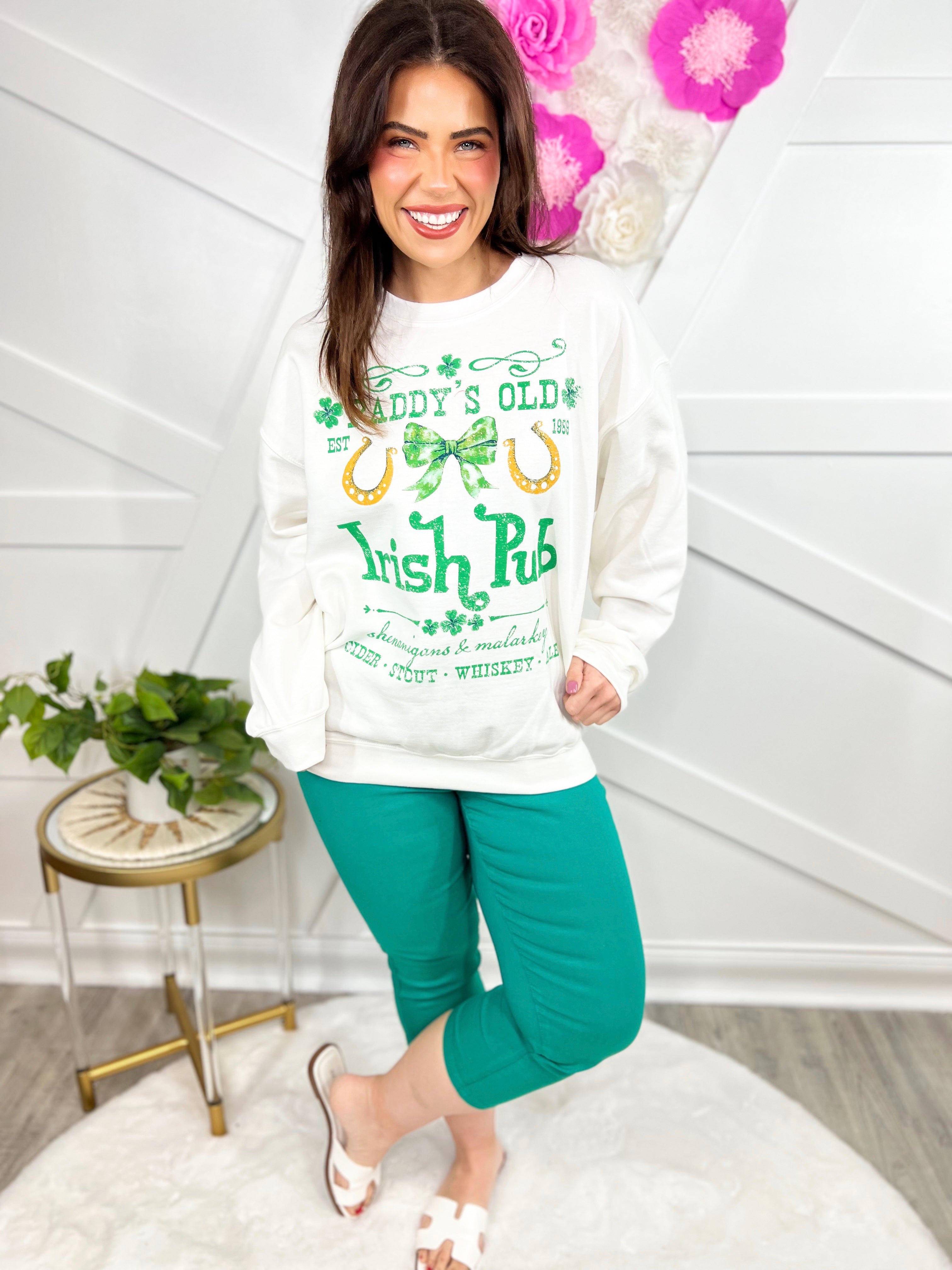 Irish Pub Sweatshirt-130 Graphic Tees-Sweet Claire-Heathered Boho Boutique, Women's Fashion and Accessories in Palmetto, FL