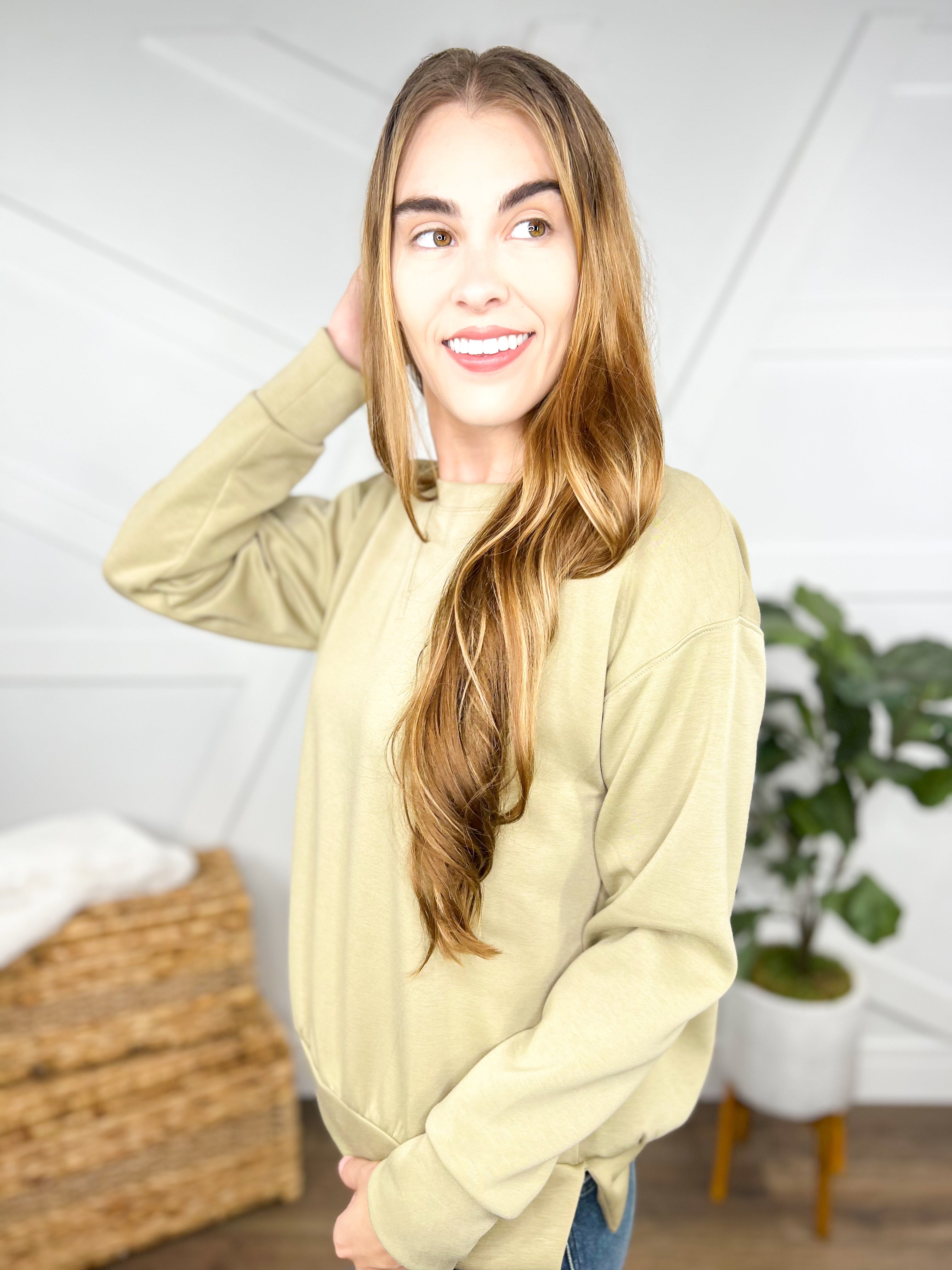 Malibu Pullover - Sage-120 Long Sleeve Tops-DEAR SCARLETT-Heathered Boho Boutique, Women's Fashion and Accessories in Palmetto, FL