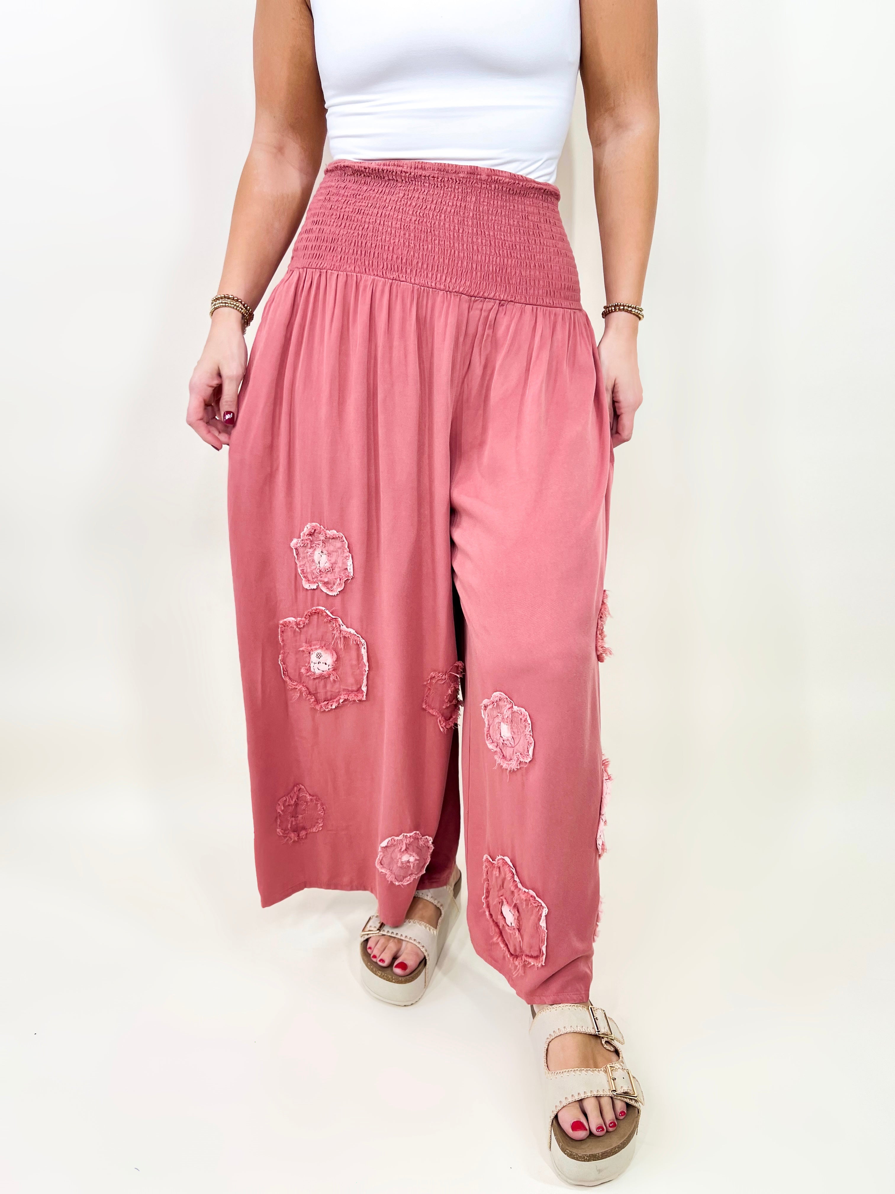 Go Getter Floral Wide Leg Pants-150 PANTS-Davi & Dani-Heathered Boho Boutique, Women's Fashion and Accessories in Palmetto, FL