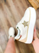 White and Gold Ream Vintage Havana Sneakers-350 Shoes-Vintage Havana-Heathered Boho Boutique, Women's Fashion and Accessories in Palmetto, FL