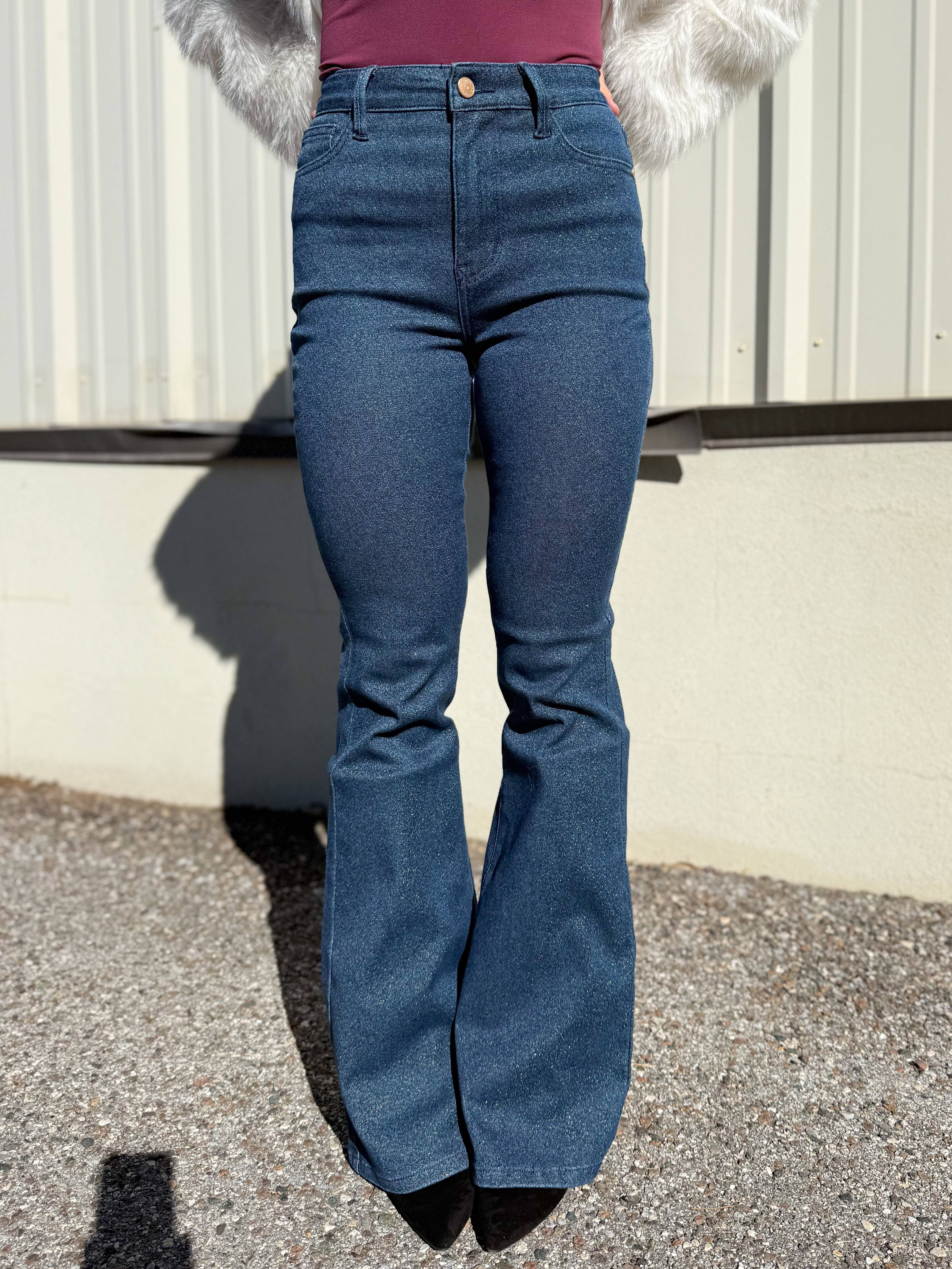 Twinkling Flare Jeans by Judy Blue-190 JEANS-Judy Blue-Heathered Boho Boutique, Women's Fashion and Accessories in Palmetto, FL