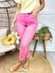 Pink Power Tummy Control Capri Jeans-190 JEANS-SAIGE-Heathered Boho Boutique, Women's Fashion and Accessories in Palmetto, FL