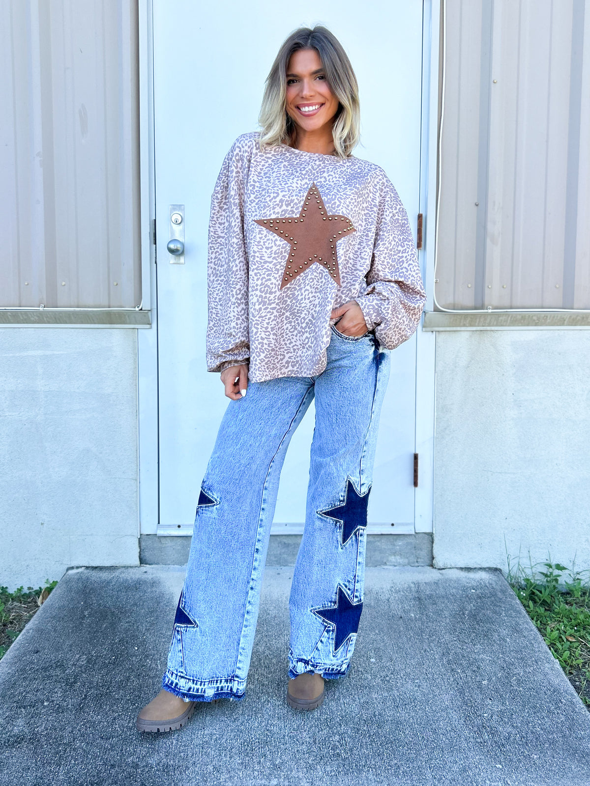 Starstruck Wide Leg Jeans By Saige-190 JEANS-SAIGE DENIM-Heathered Boho Boutique, Women's Fashion and Accessories in Palmetto, FL