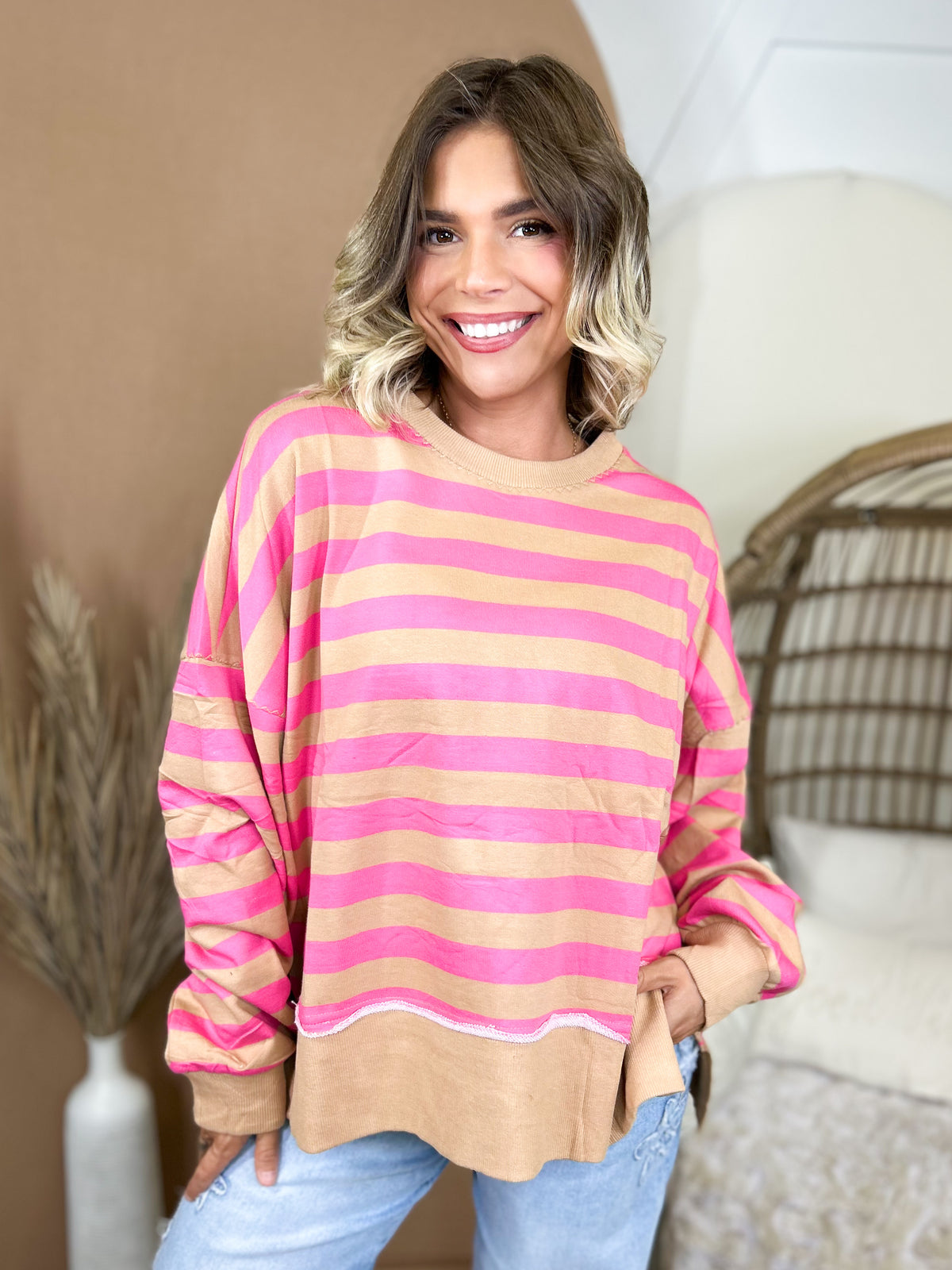 The First Signs of Fall Top-120 LONG SLEEVE TOPS-ODDI-Heathered Boho Boutique, Women's Fashion and Accessories in Palmetto, FL