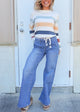 Striped Yacht Club Wide Leg Jeans by Vervet-190 JEANS-Vervet-Heathered Boho Boutique, Women's Fashion and Accessories in Palmetto, FL