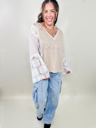 Lace Charm Top-120 Long Sleeve Tops-Pol-Heathered Boho Boutique, Women's Fashion and Accessories in Palmetto, FL