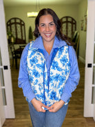 Delilah Blue Eternal Blossom Puffer Vest-200 Jackets/Shackets-Jess Lea-Heathered Boho Boutique, Women's Fashion and Accessories in Palmetto, FL