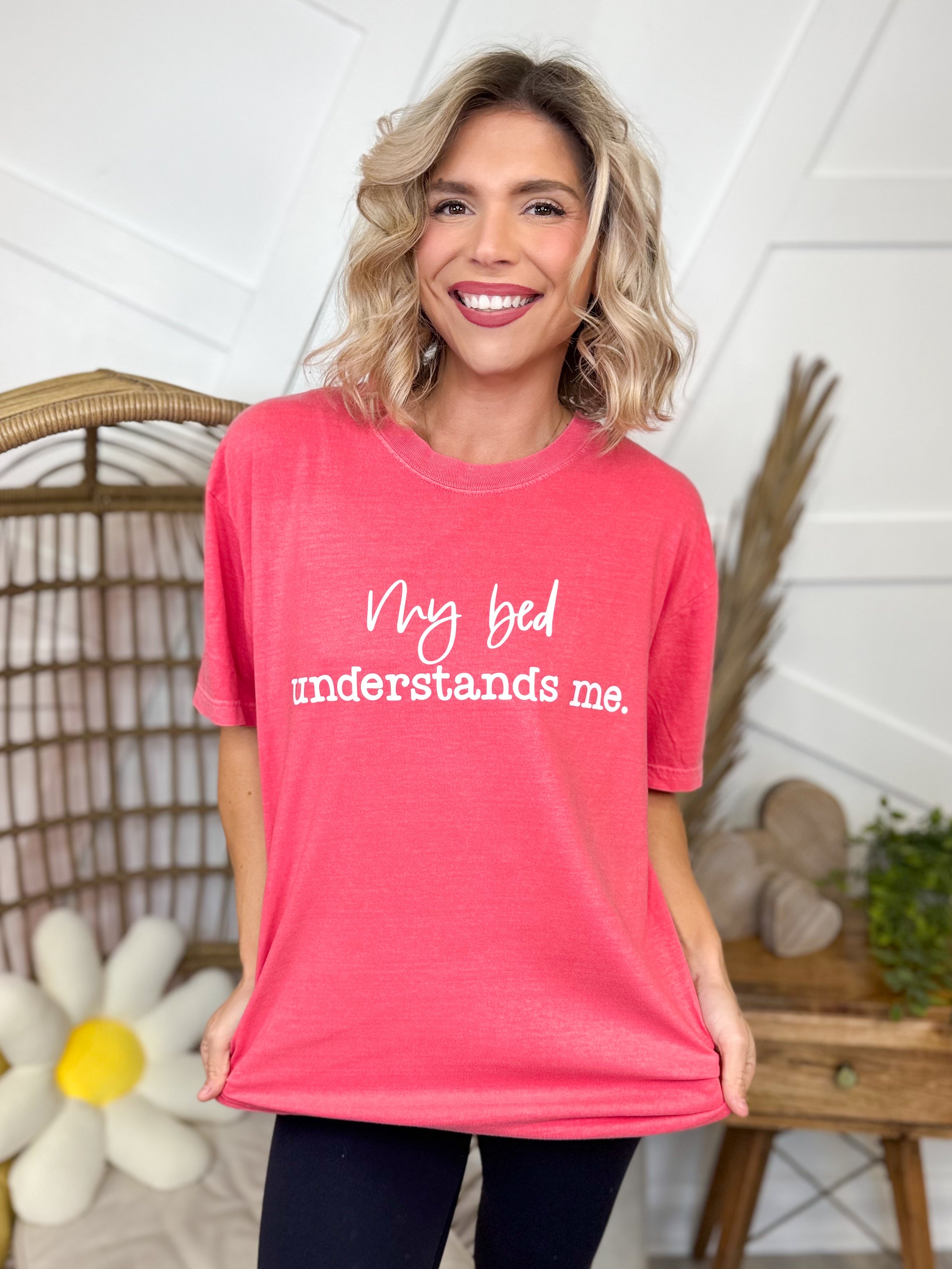 My Bed Understands Me Graphic Tee-Watermelon-130 Graphic Tees-Heathered Boho-Heathered Boho Boutique, Women's Fashion and Accessories in Palmetto, FL