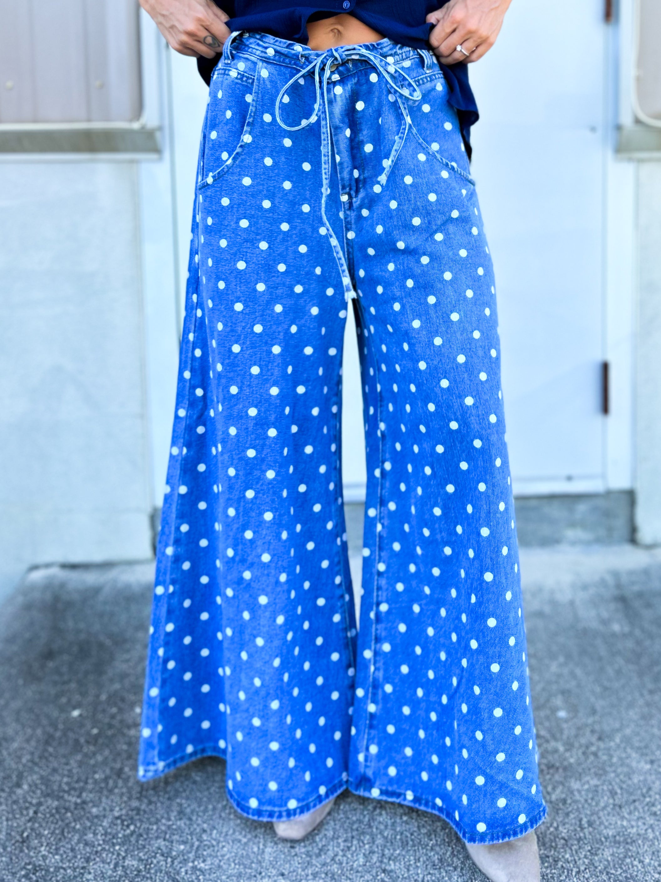 The Dot & Darling Palazzo Jeans-190 JEANS-STITCH & CO-Heathered Boho Boutique, Women's Fashion and Accessories in Palmetto, FL