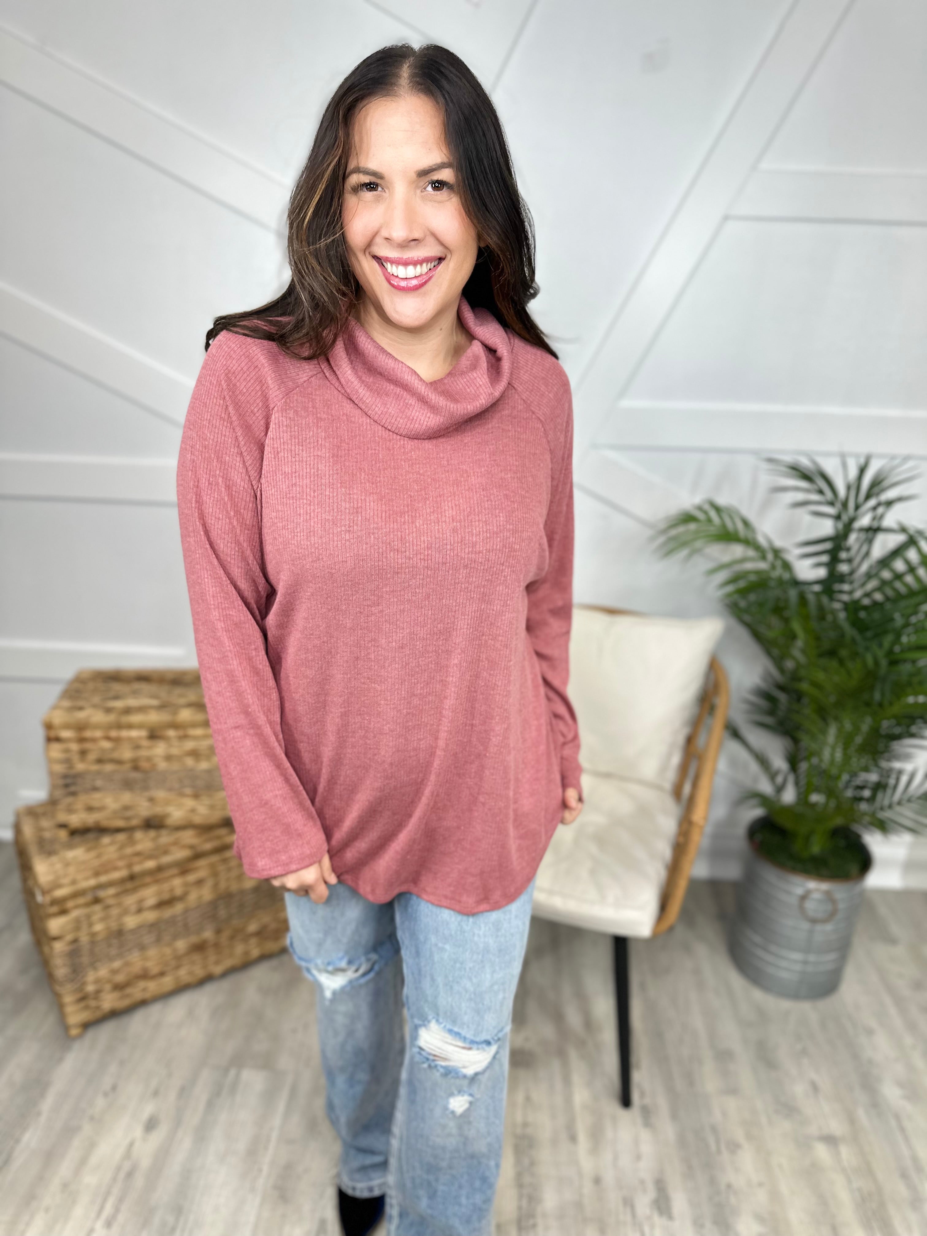 RESTOCK: Clean Cut Turtle Neck Top-120 Long Sleeve Tops-Sew In Love-Heathered Boho Boutique, Women's Fashion and Accessories in Palmetto, FL