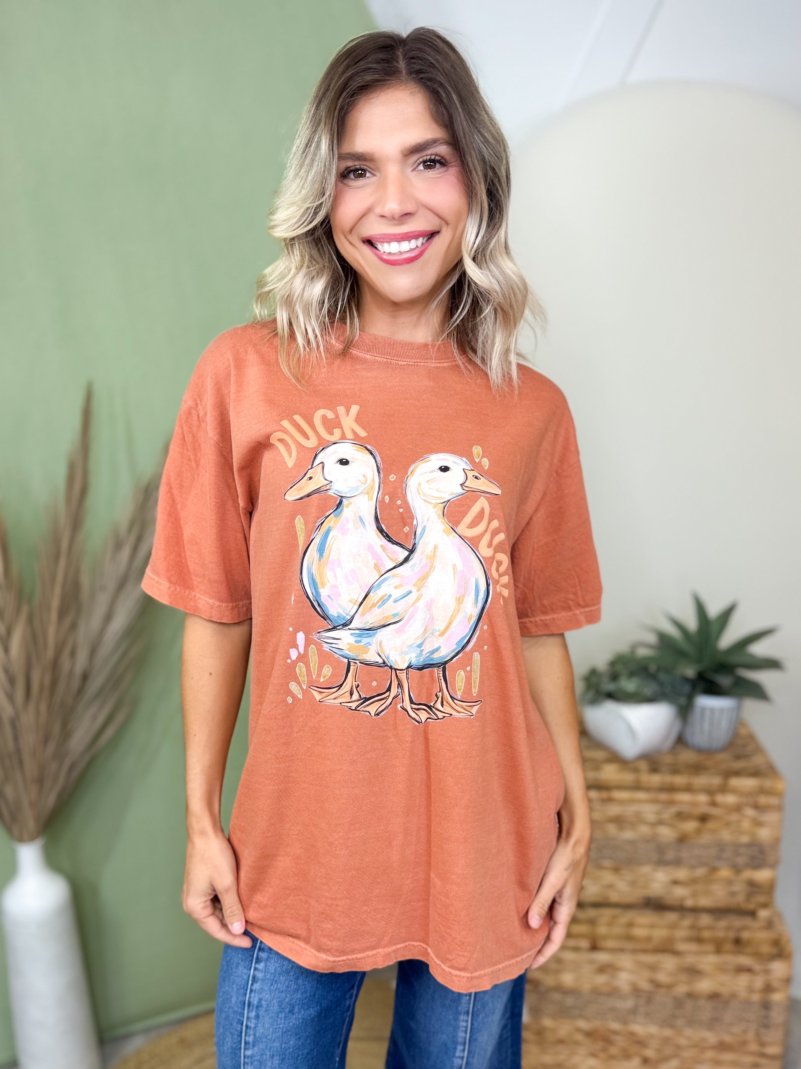 Duck Duck Goose Graphic Tee-130 Graphic Tees-Heathered Boho-Heathered Boho Boutique, Women's Fashion and Accessories in Palmetto, FL