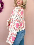 Crochet Love Patch Cardigan-220 CARDIGANS KIMONOS-Debut-Heathered Boho Boutique, Women's Fashion and Accessories in Palmetto, FL