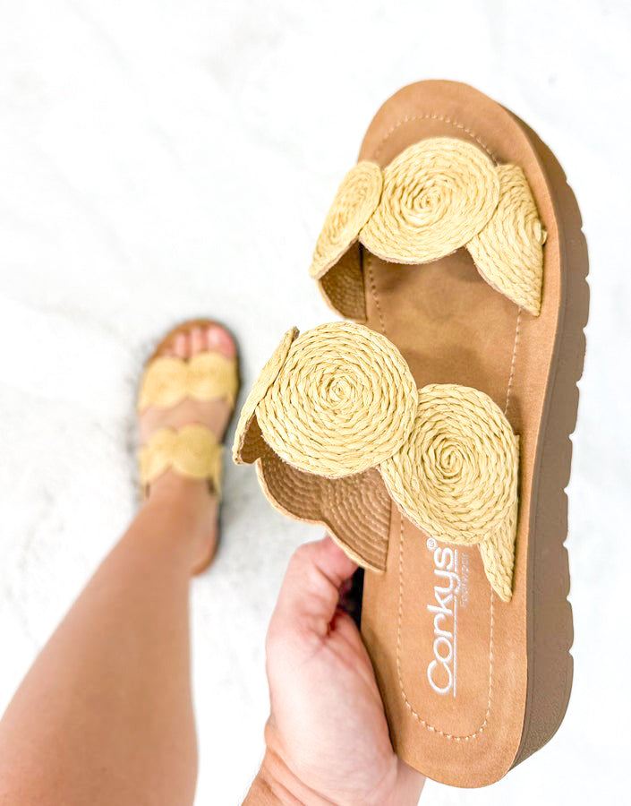 Cheers Beaches Sandals - Raffia-350 Shoes-Corkys-Heathered Boho Boutique, Women's Fashion and Accessories in Palmetto, FL