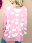 Hearts in Shades of Pink Cardigan-220 CARDIGANS KIMONOS-Bibi-Heathered Boho Boutique, Women's Fashion and Accessories in Palmetto, FL