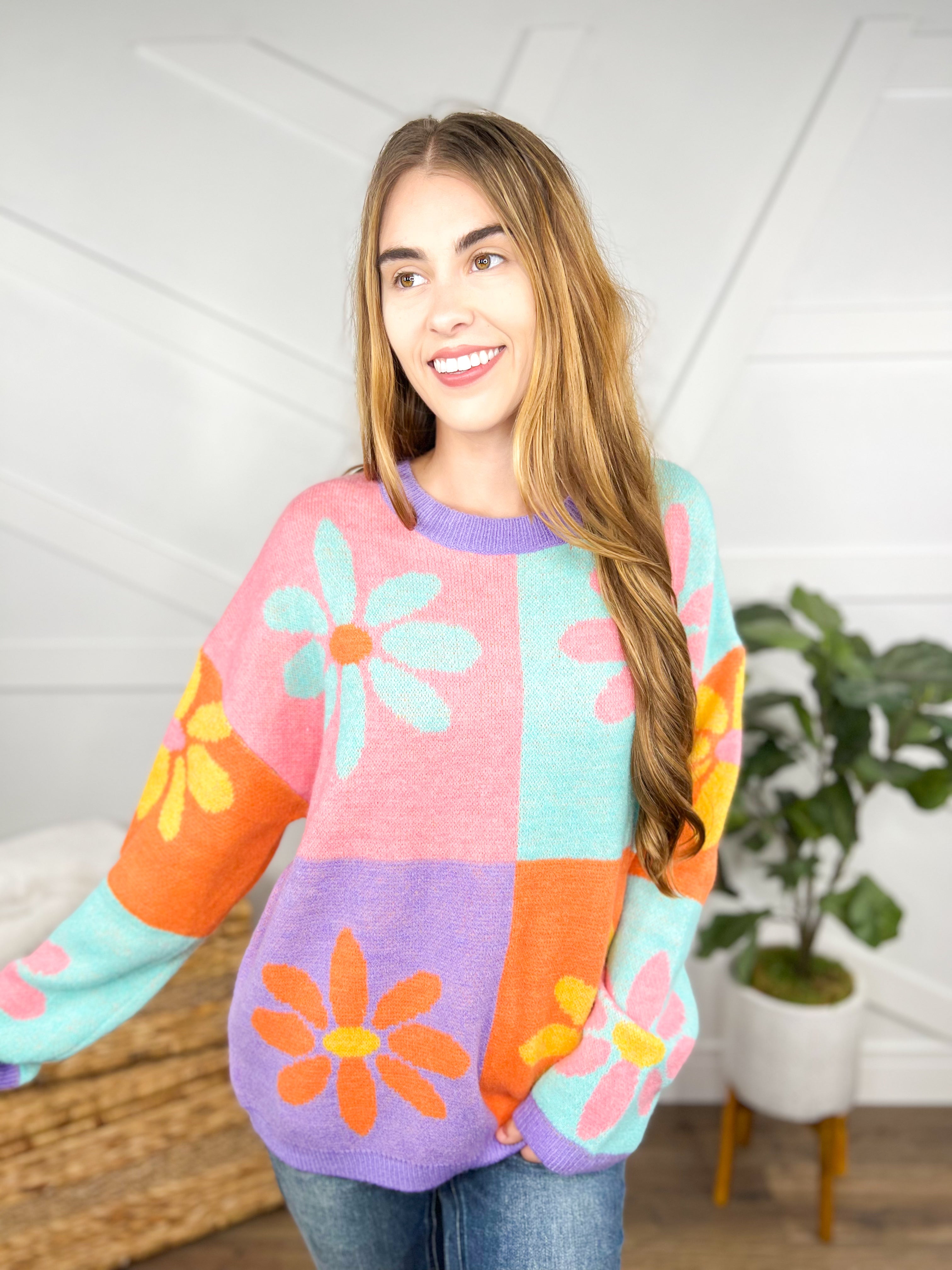 Fancy Flora Sweater-400 Takeover/Pre-Order-Easel-Heathered Boho Boutique, Women's Fashion and Accessories in Palmetto, FL