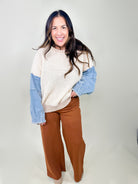 Your Move Denim Sweater-120 Long Sleeve Tops-Adora-Heathered Boho Boutique, Women's Fashion and Accessories in Palmetto, FL