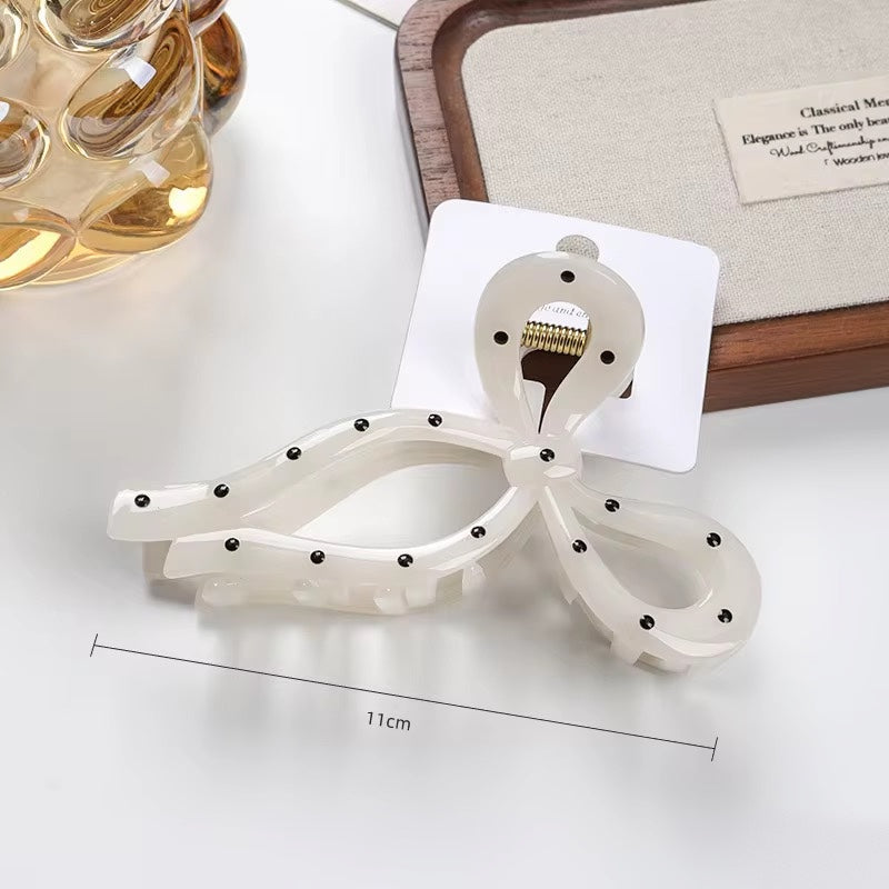 Elegant Polka Dot Bow Claw Clip-340 Other Accessories-Heathered Boho-Heathered Boho Boutique, Women's Fashion and Accessories in Palmetto, FL