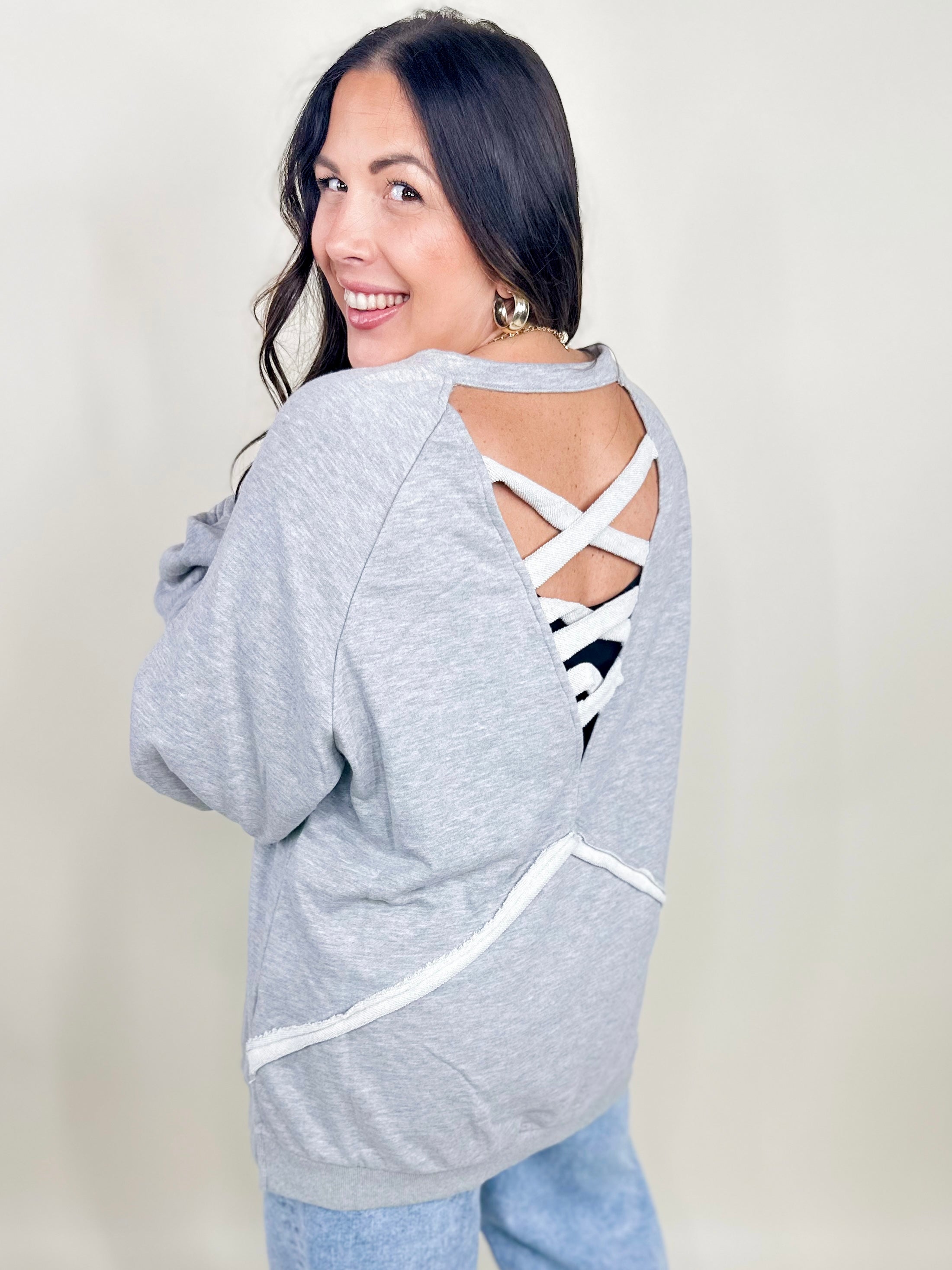 RESTOCK : Got Your Back Long Sleeve Top-120 Long Sleeve Tops-Pol-Heathered Boho Boutique, Women's Fashion and Accessories in Palmetto, FL