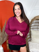 Bestie Long Sleeve Top - Wine-120 LONG SLEEVE TOPS-Timeless Threads-Heathered Boho Boutique, Women's Fashion and Accessories in Palmetto, FL