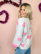 Wearing My Hearts Sweater-125 Sweater-Miracle-Heathered Boho Boutique, Women's Fashion and Accessories in Palmetto, FL