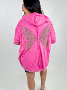 Mariposa Cardigan Hoodie - Hot Pink-210 Hoodies-J. Her-Heathered Boho Boutique, Women's Fashion and Accessories in Palmetto, FL