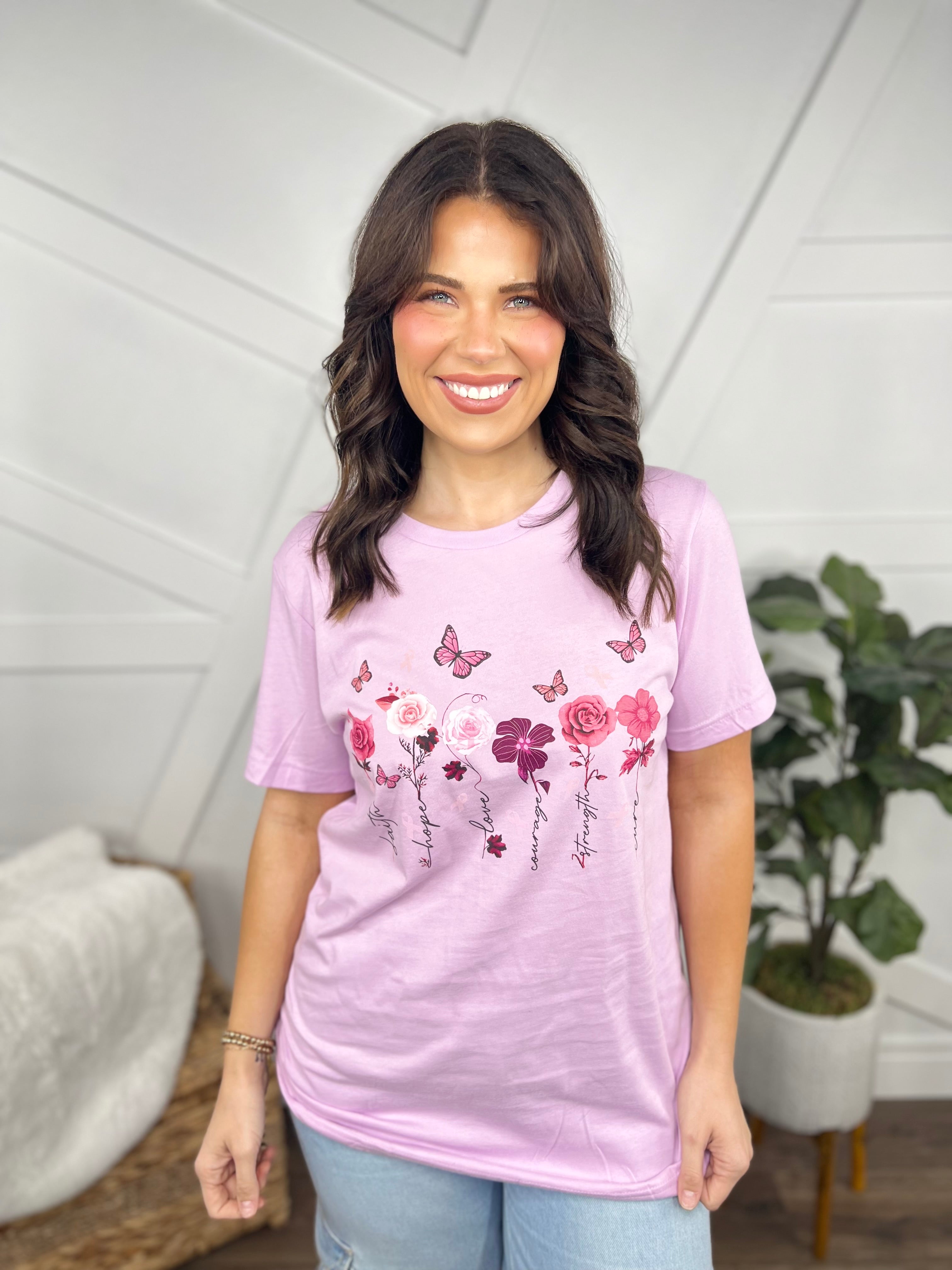 BCA Butterfly Garden Graphic Tee - LIlac-130 Graphic Tees-Heathered Boho-Heathered Boho Boutique, Women's Fashion and Accessories in Palmetto, FL