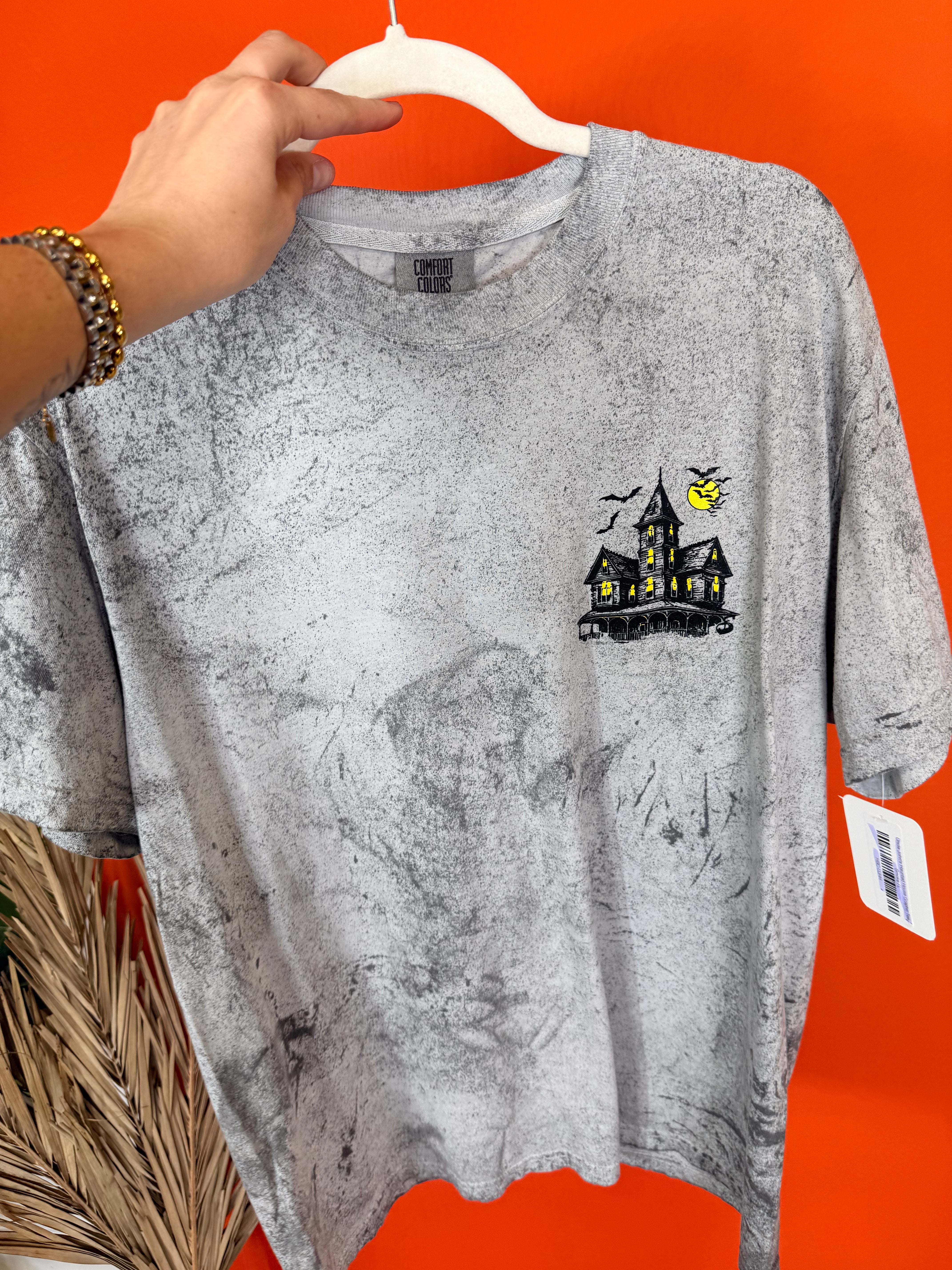 Uncle John's Haunted House Graphic Tee-130 Graphic Tees-Heathered Boho-Heathered Boho Boutique, Women's Fashion and Accessories in Palmetto, FL