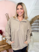 Right On Track Half Zip Sweatshirt-125 Sweater-RAE MODE-Heathered Boho Boutique, Women's Fashion and Accessories in Palmetto, FL