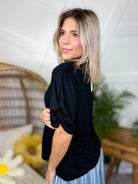 Black Basic Cloud Soft Top-110 Short Sleeve Top-Davi & Dani-Heathered Boho Boutique, Women's Fashion and Accessories in Palmetto, FL