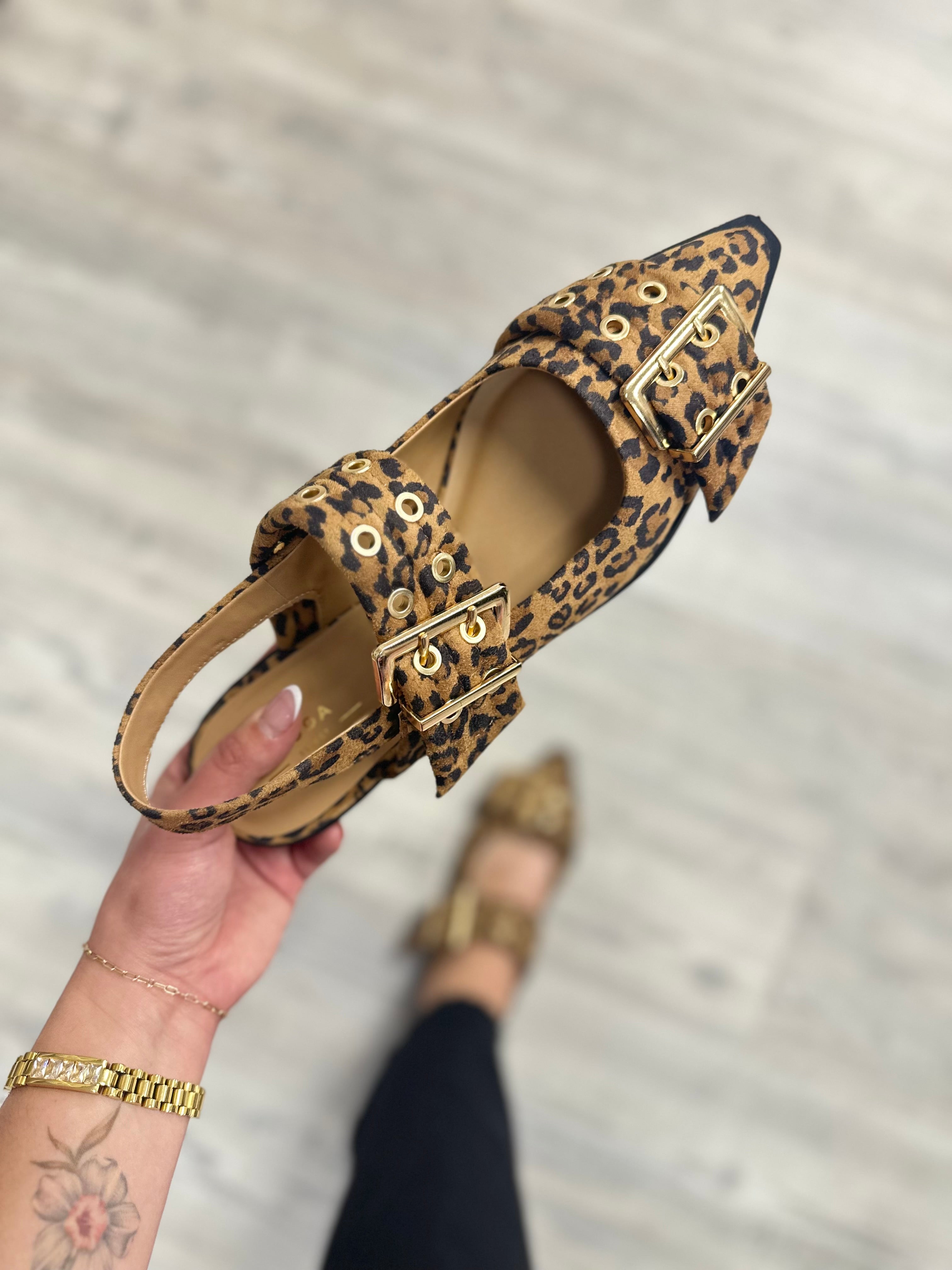 Grillo Pointed Flats - Leopard-350 SHOES-Fortune Dynamic-Heathered Boho Boutique, Women's Fashion and Accessories in Palmetto, FL