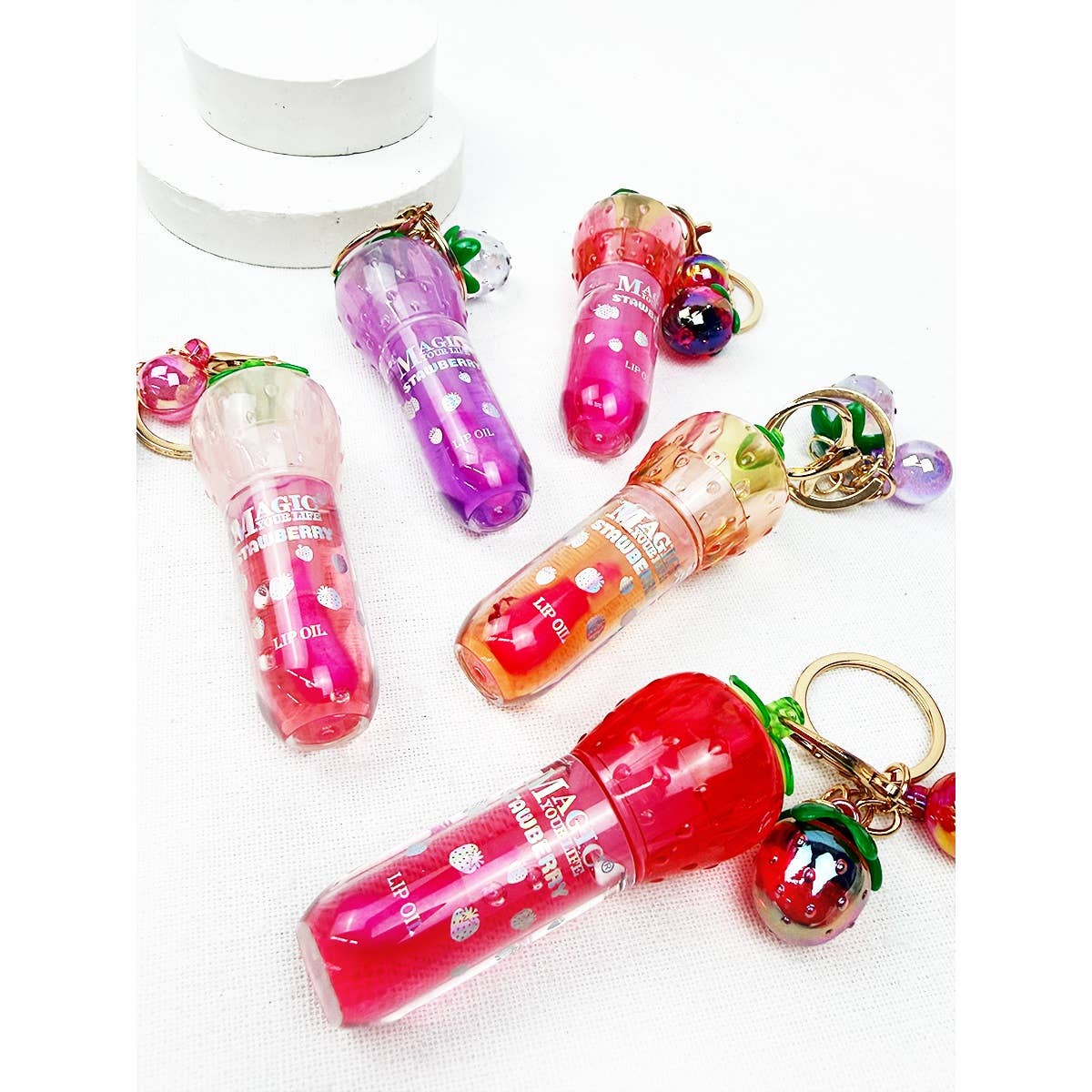 Strawberry Charm Keychain Lip Gloss Set-340 Other Accessories-Love and Repeat-Heathered Boho Boutique, Women's Fashion and Accessories in Palmetto, FL