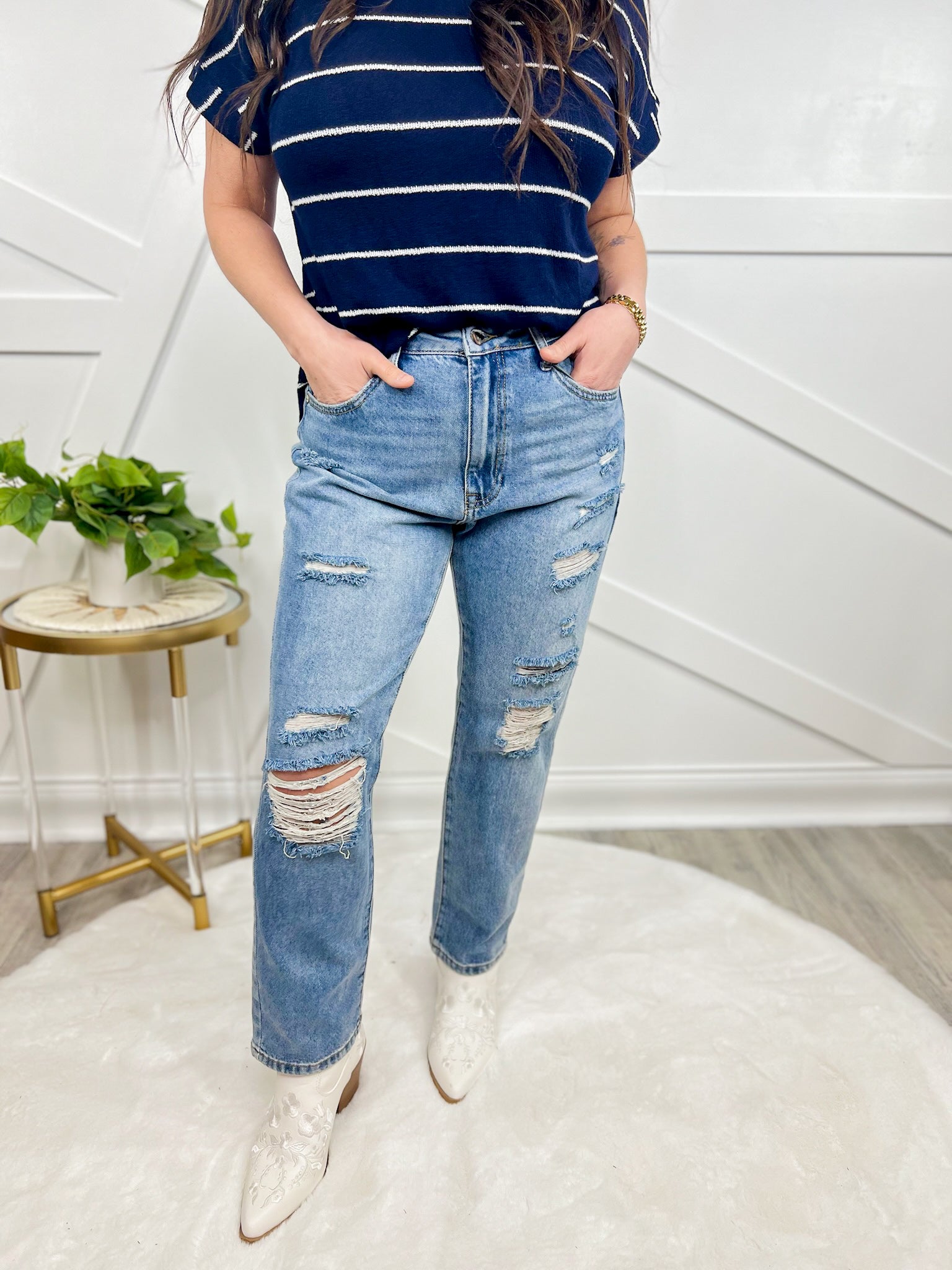 Girls Weekend Straight Leg Jeans-190 Jeans-Saige-Heathered Boho Boutique, Women's Fashion and Accessories in Palmetto, FL