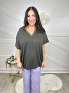 Nothing Serious Top-110 Short Sleeve Top-Pol-Heathered Boho Boutique, Women's Fashion and Accessories in Palmetto, FL