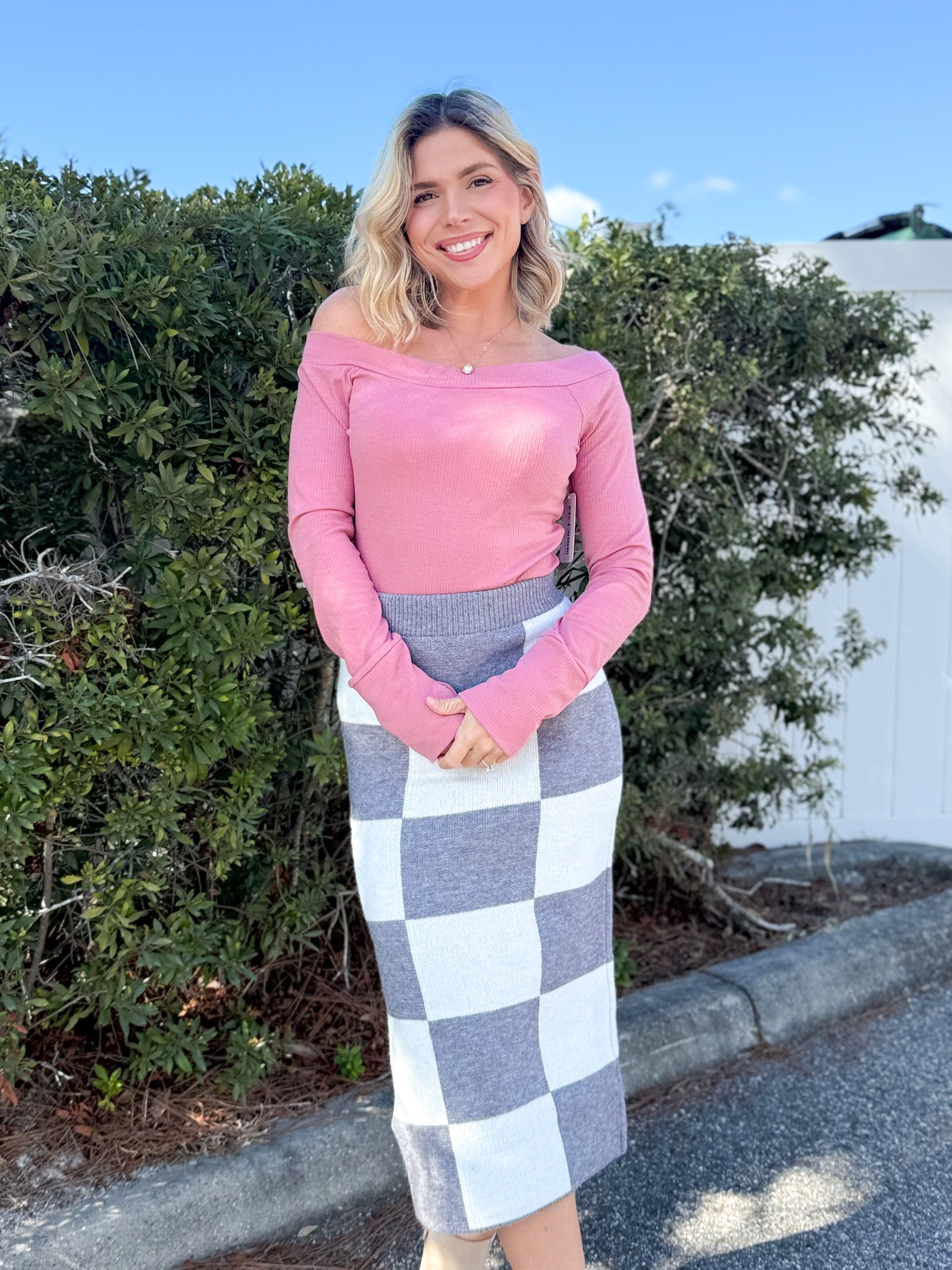 Cool Girl Off Shoulder Top-120 Long Sleeve Tops-JADE BY JANE-Heathered Boho Boutique, Women's Fashion and Accessories in Palmetto, FL